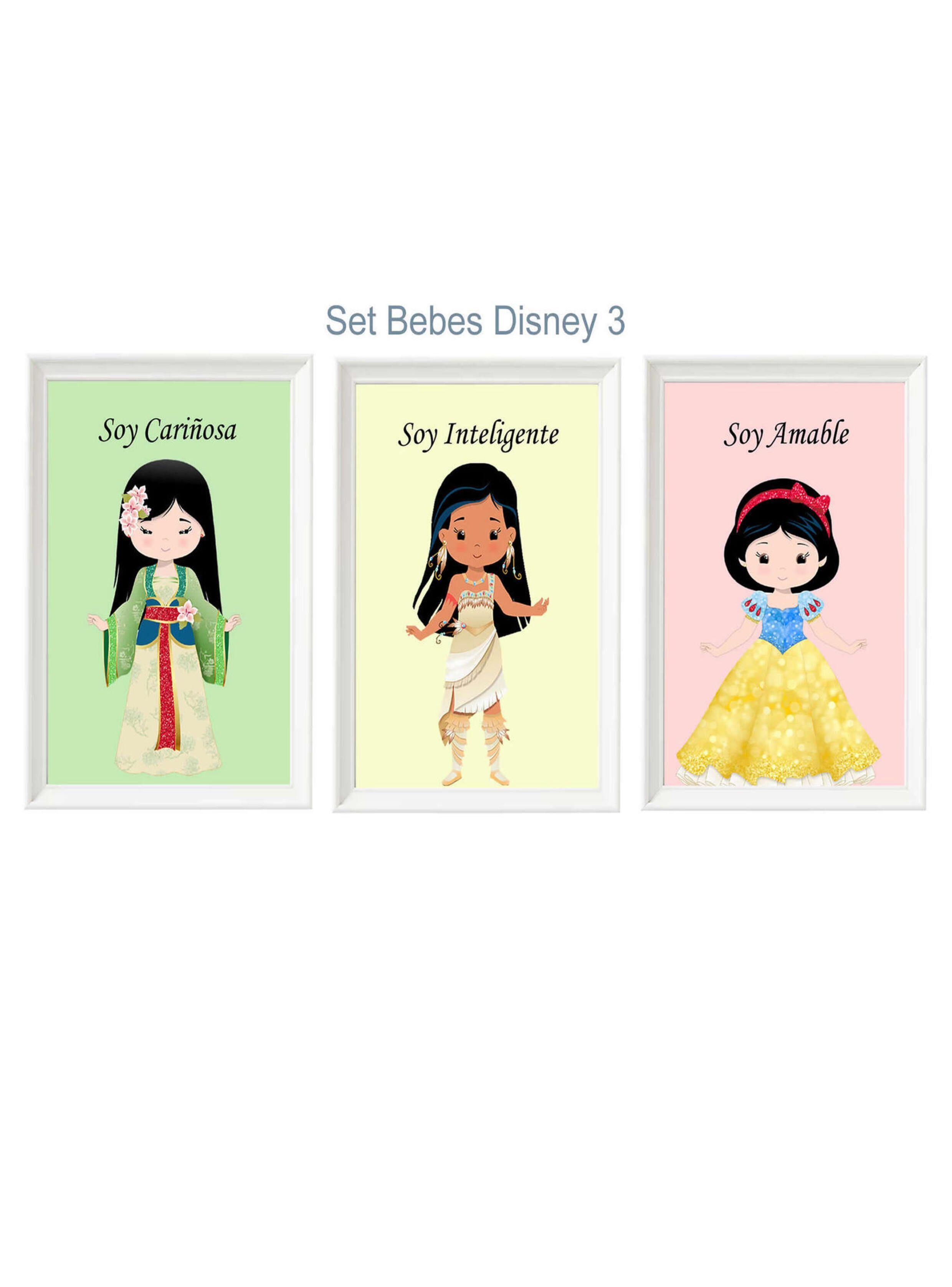 Set 9 cuadros Princesas Bebés Disney -3