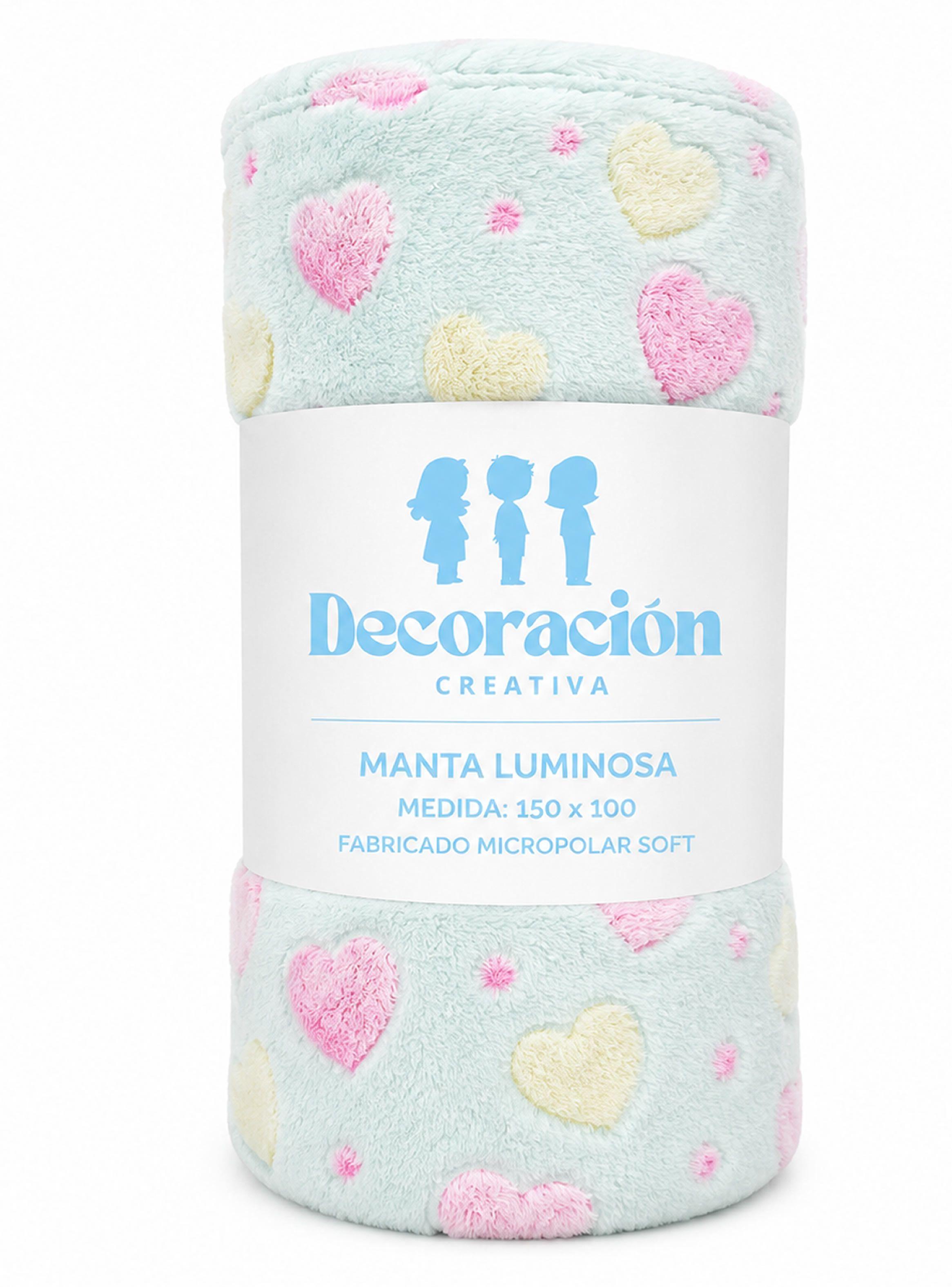 Manta Luminosa Infantil Corazones Verde Agua-4