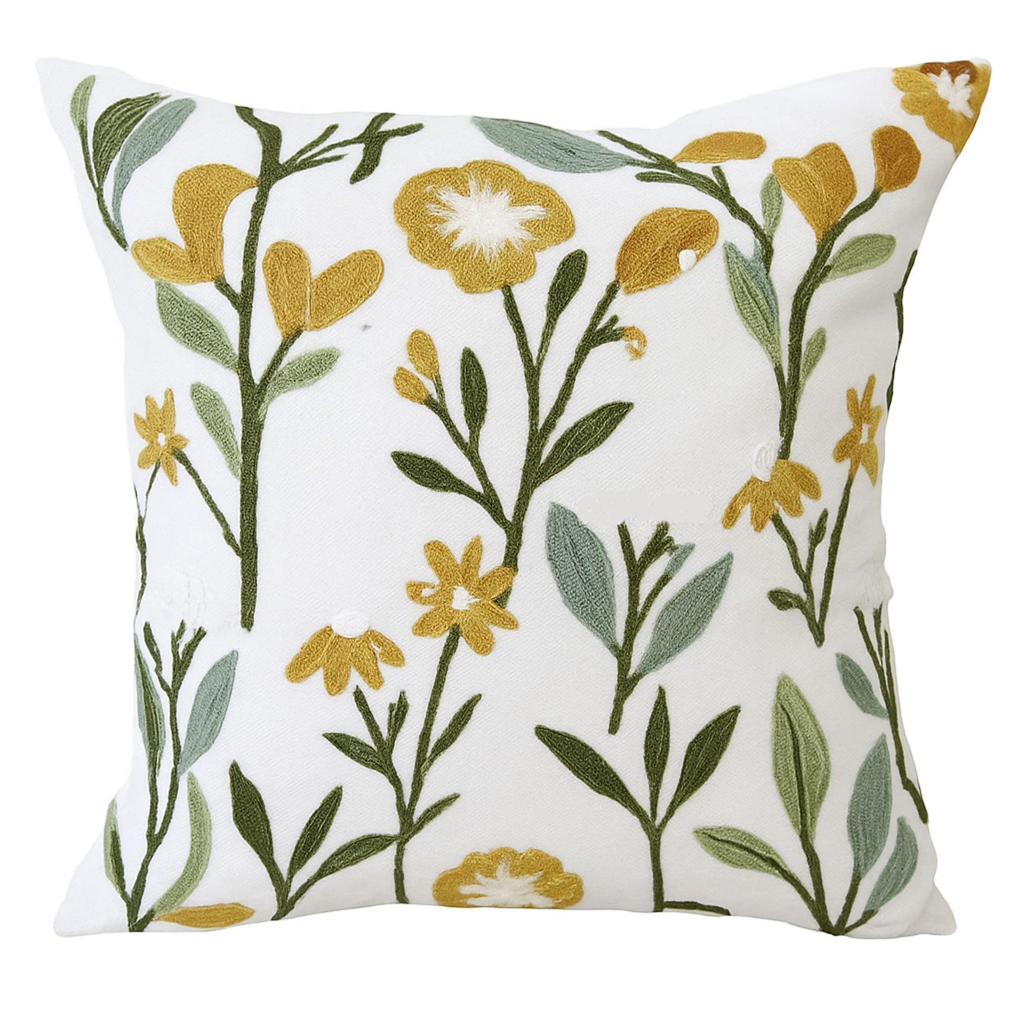 1 Cojín Bordado Flor Silvestre - (Incluye Relleno)-2