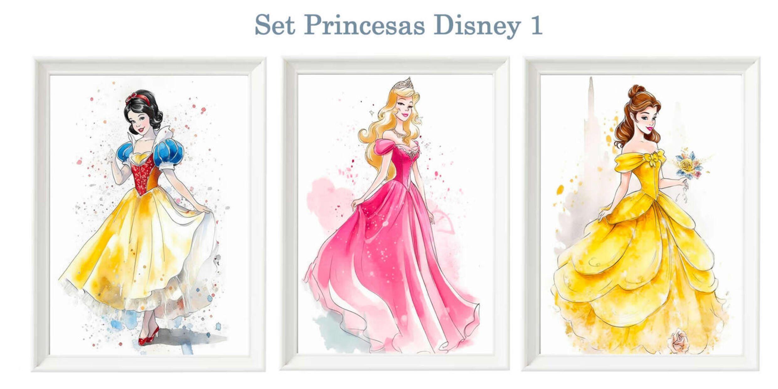 Set de 3 Cuadros, Modelo Princesas Disney 1 Decoración Creativa-0