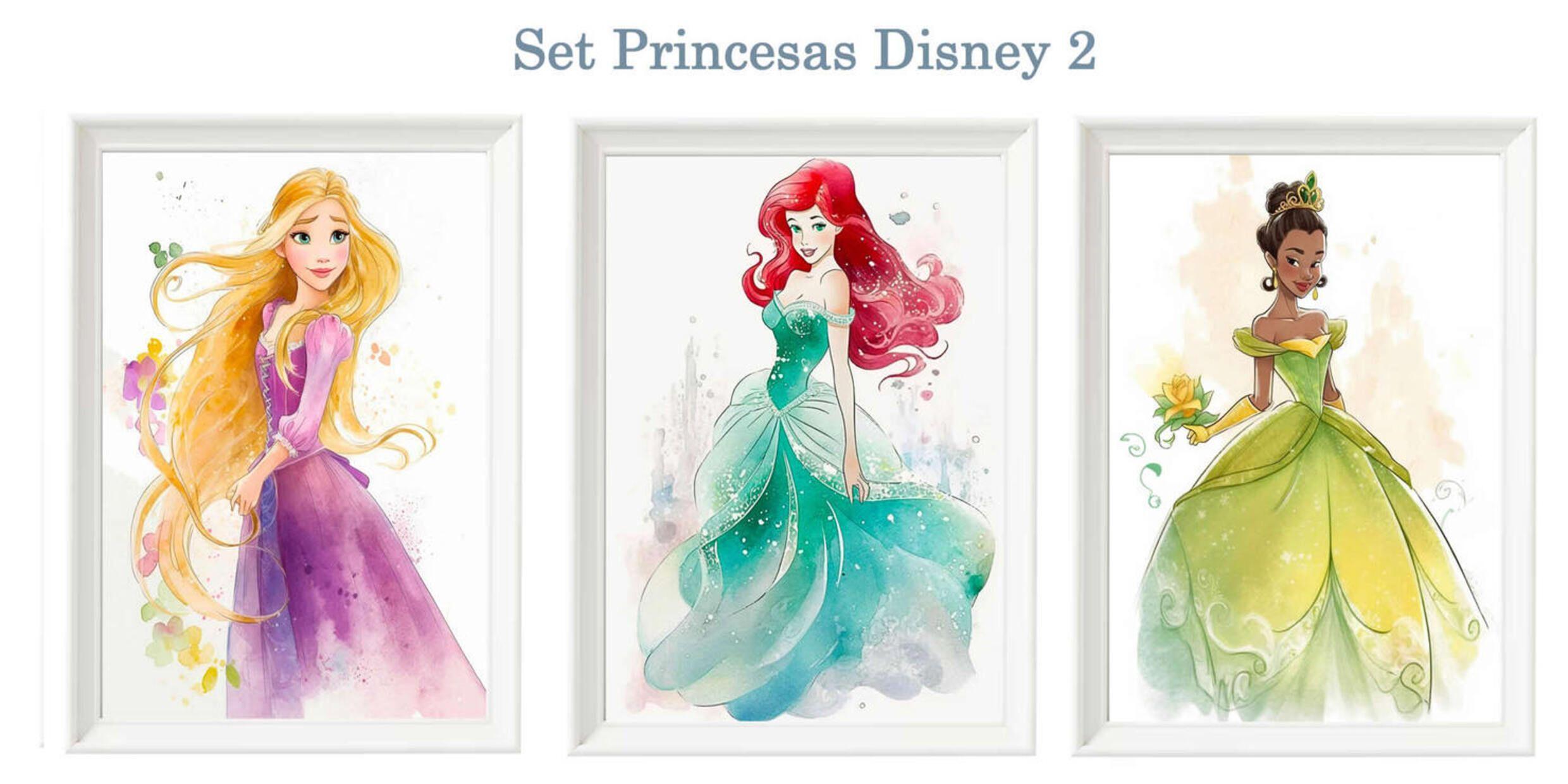 Set de 3 Cuadros Princesas Disney 2 Decoración Creativa-0