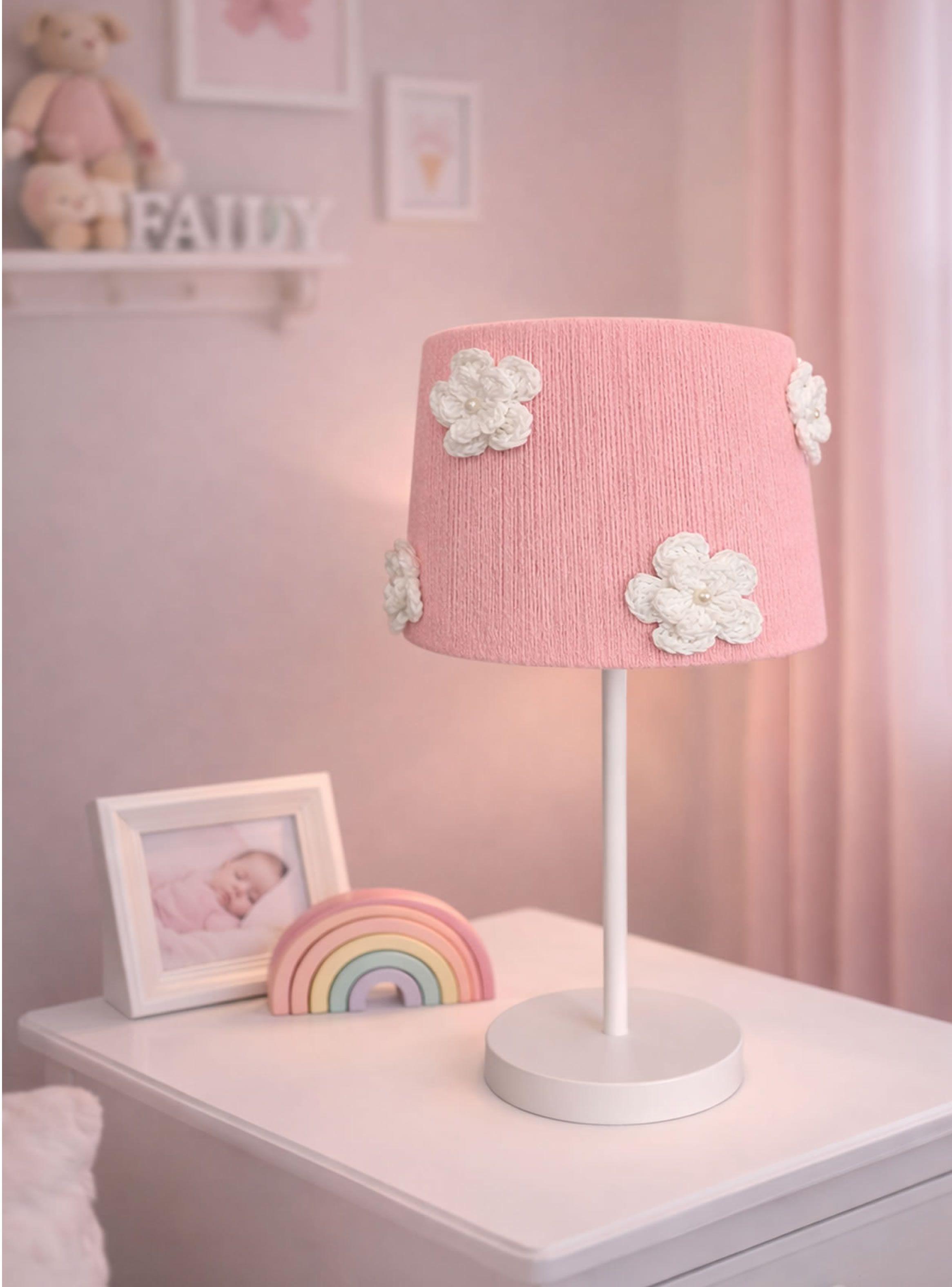 Lampara Velador Infantil - Linea Crochet Flor Blanca-2