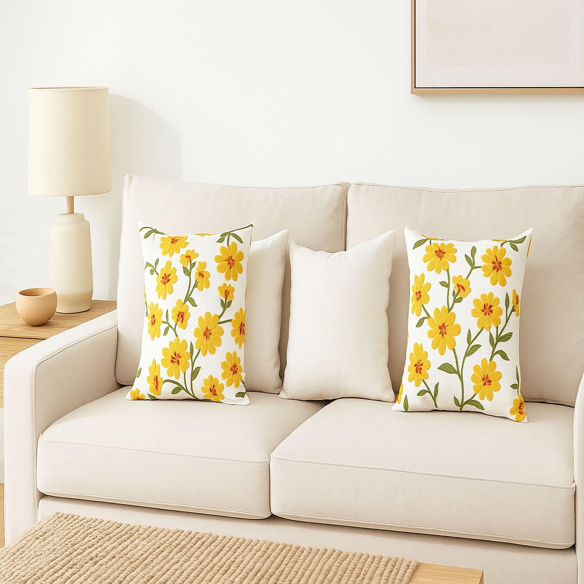 2 Fundas Bordadas - Cosmos Amarillo-2