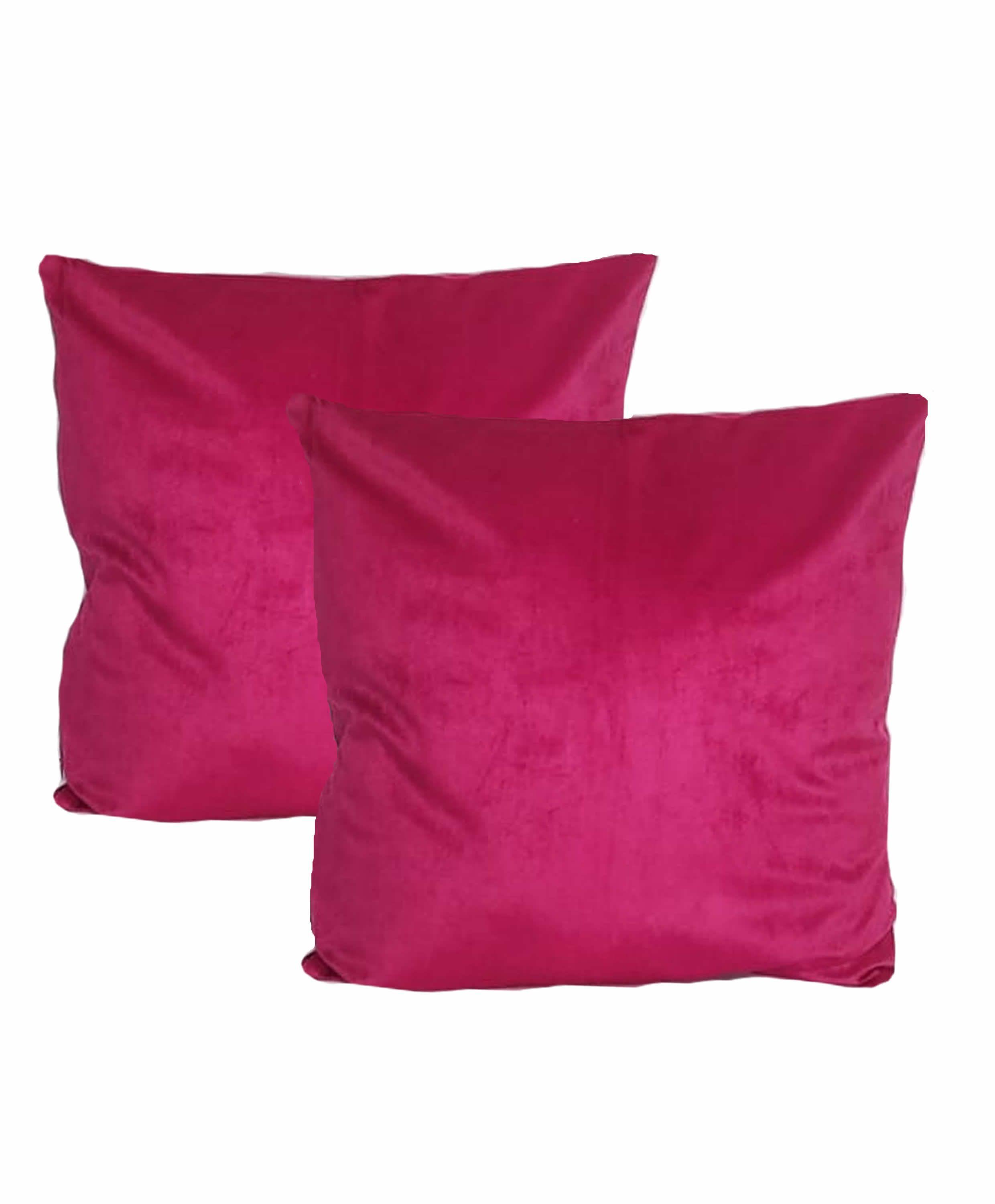 2 Cojines Terciopelo Liso Fucsia-0