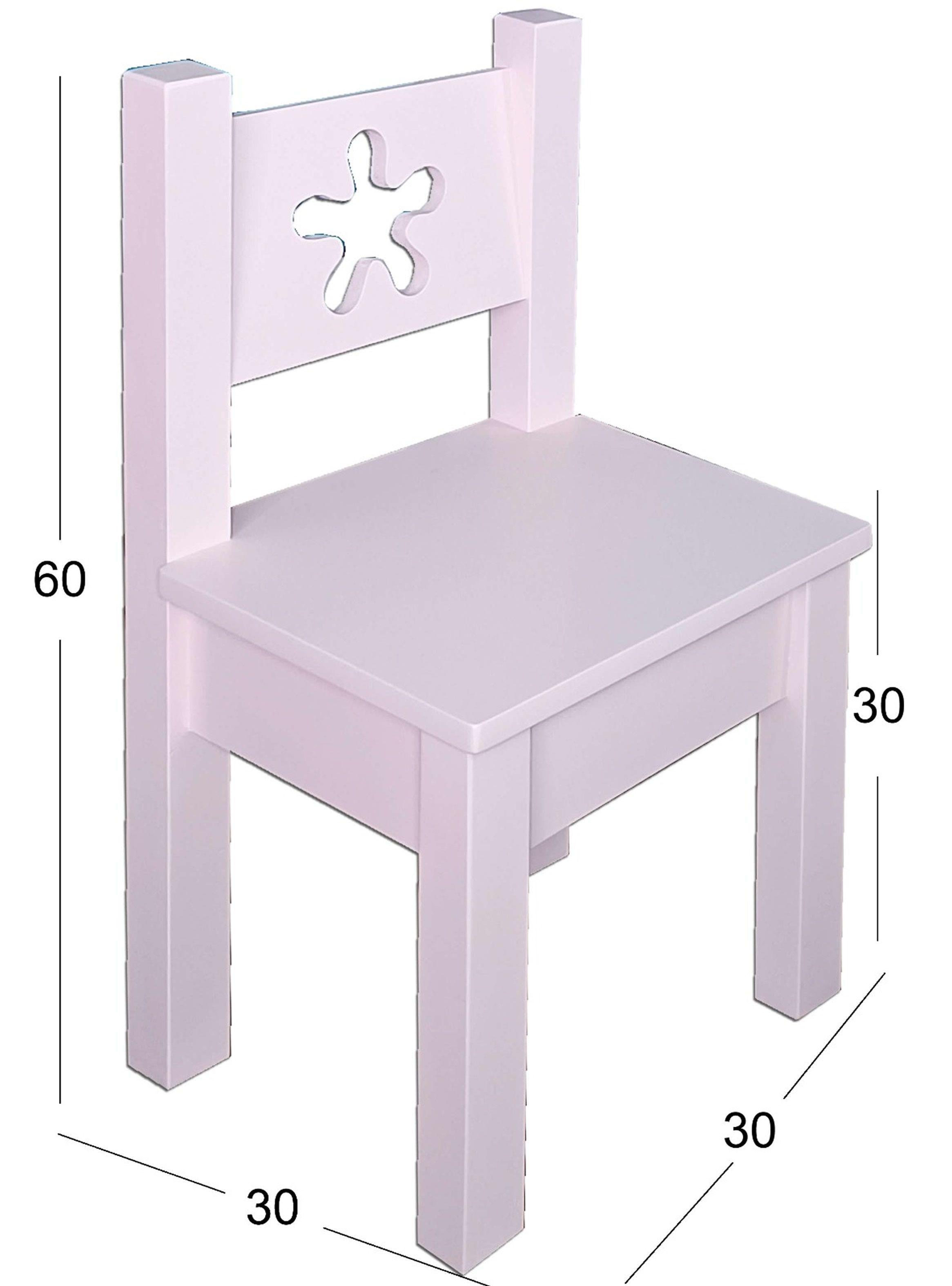 Mesita infantil con 2 sillas Lacadas Rosado Flor-2