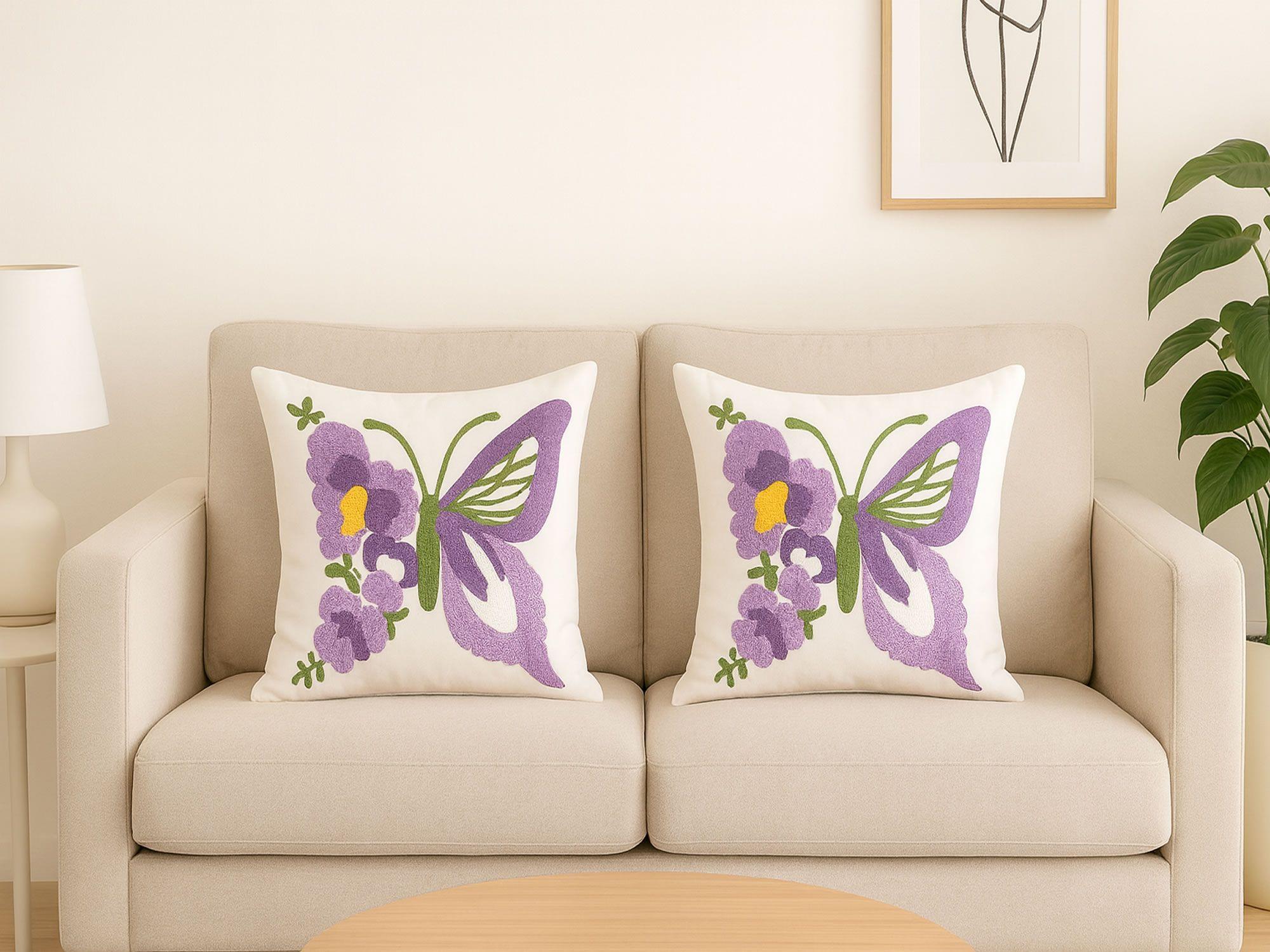 2 Cojines Mariposa Lila Bordada (Incluye Relleno)-2