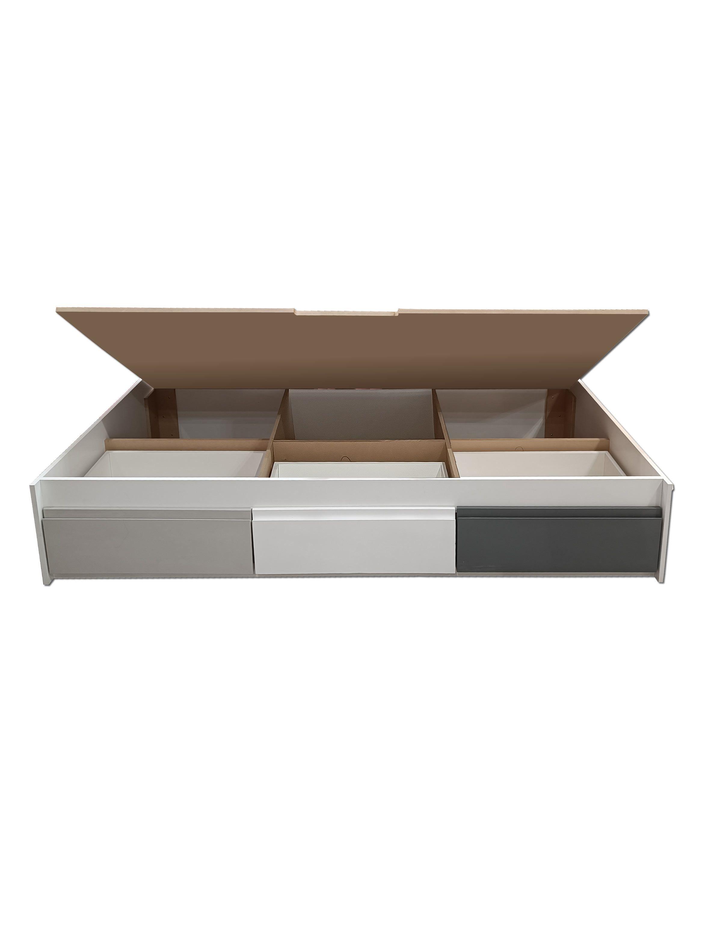 Cama Infantil 3 Cajones Minimal Gris Blanco Grafito 1-3
