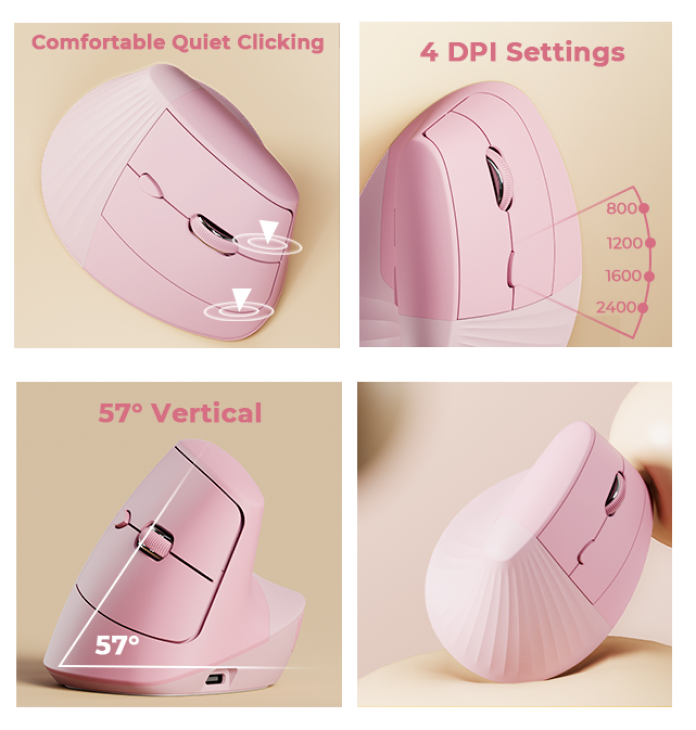 Mouse Ergonómico Recargable 2,4 USB -2