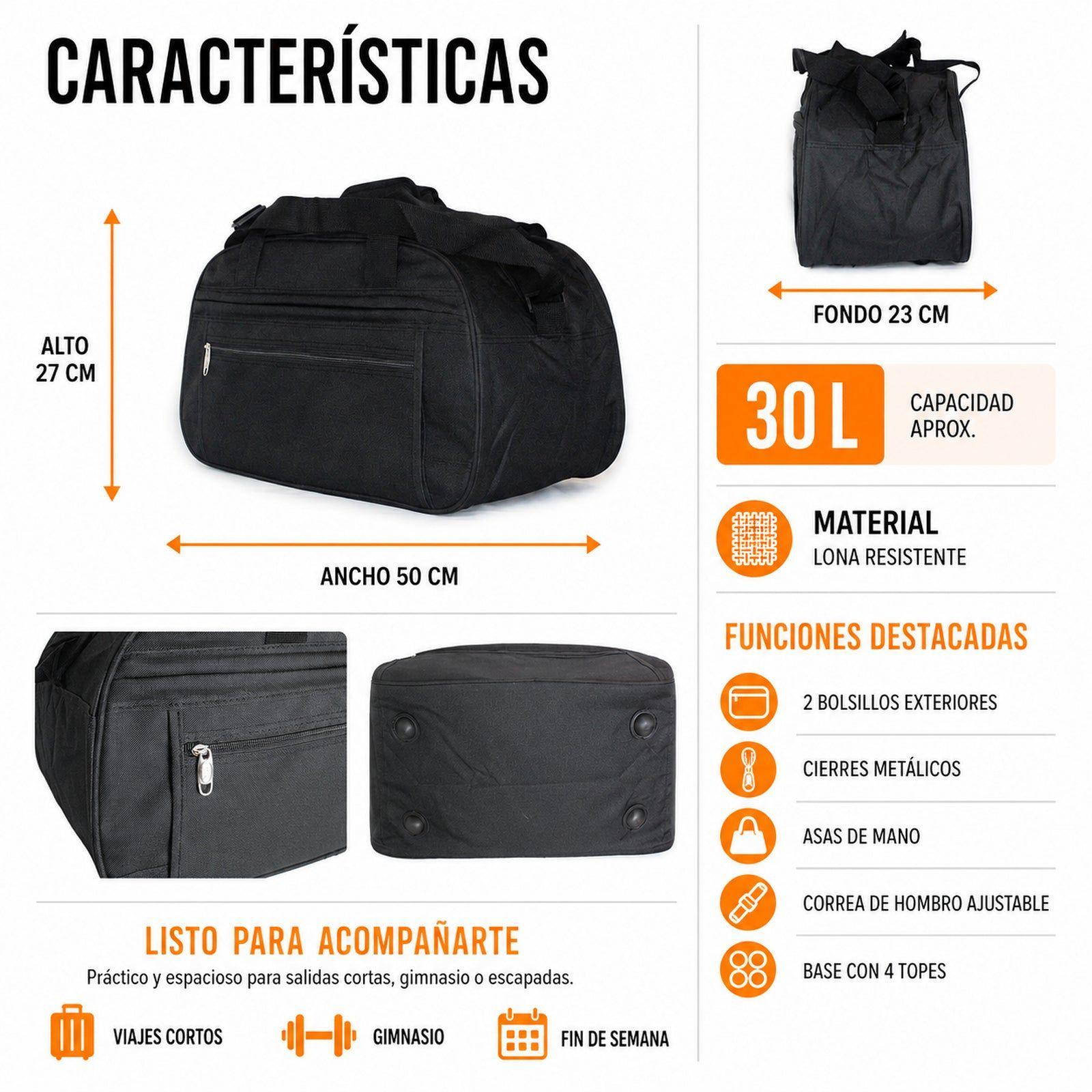 Bolso de Viaje 30 L Multiuso Lona Cierre Metálico-7
