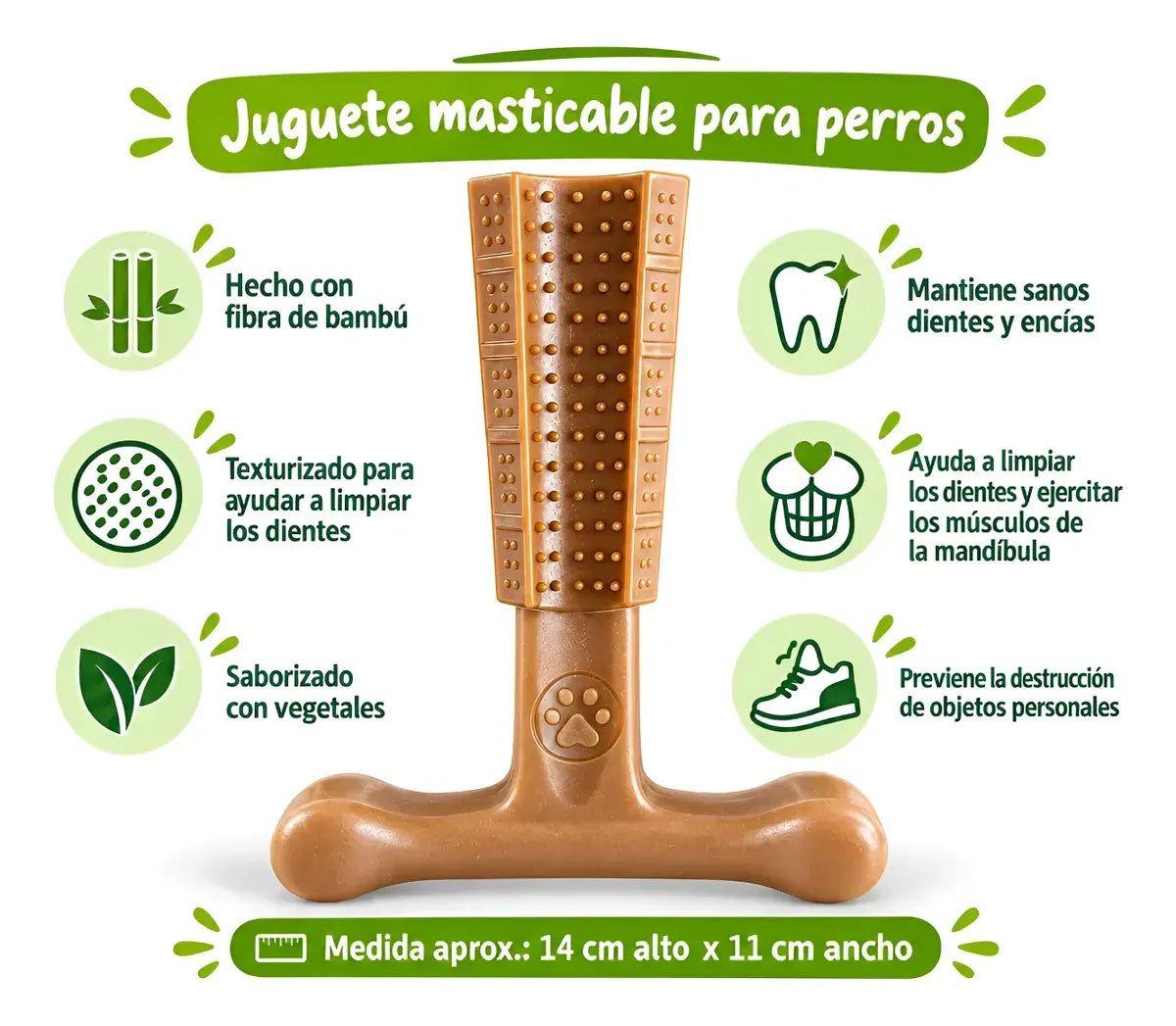 Juguete Mordedor Dental de Bambú para Perro Sabor Pollo L-2