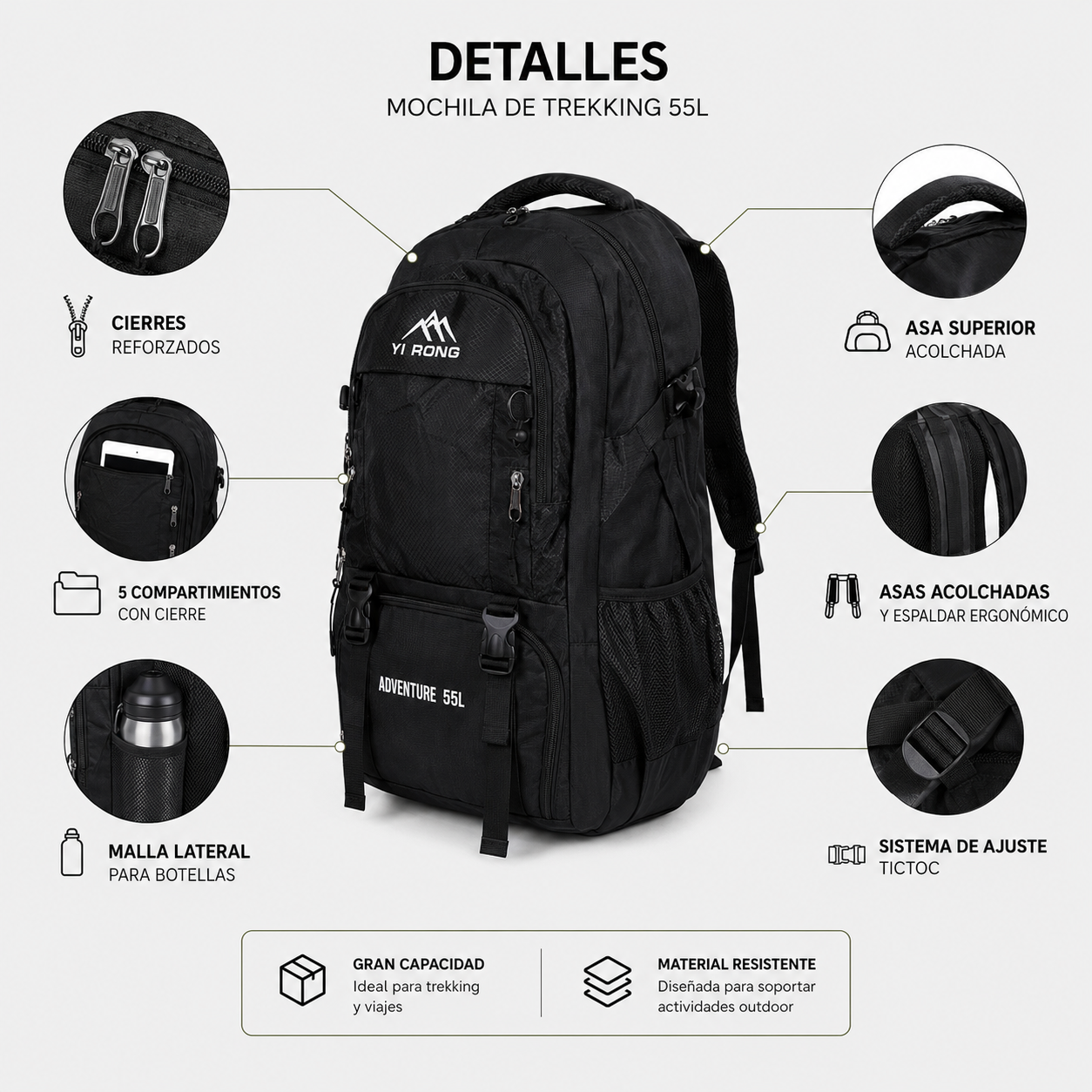 Mochila Trekking Montaña 55 L-6