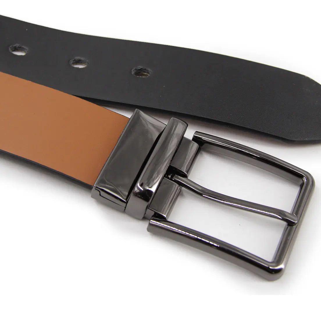 Cinturón Hombre Reversible Hebilla Gun Metal-3