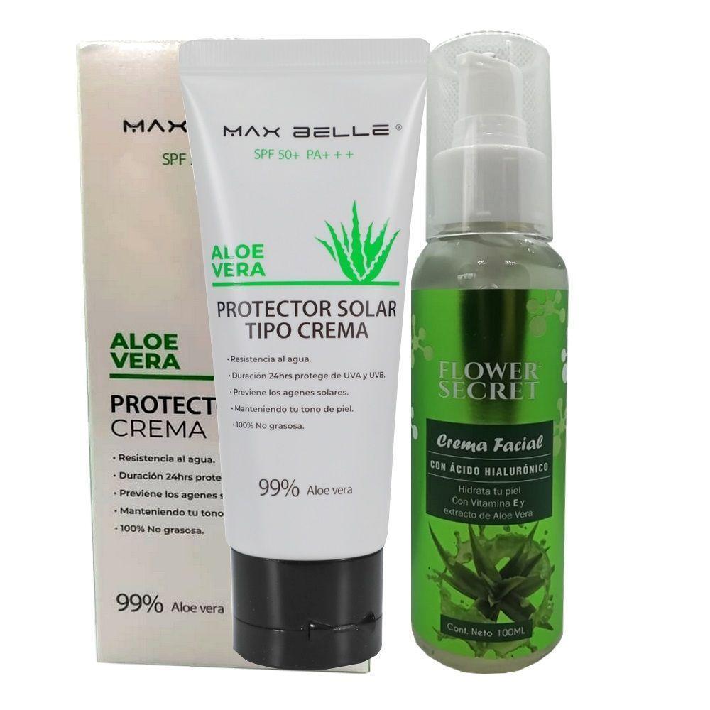Pack Crema facial con Ácido Hialurónico Y Protector Solar Facial 99% Aloe Vera-0