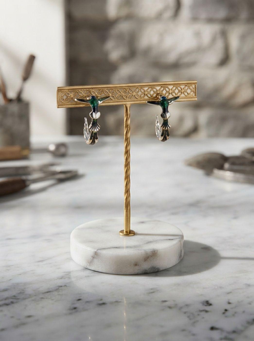 Aros de Plata 925 - Par de Aretes Colibri-0