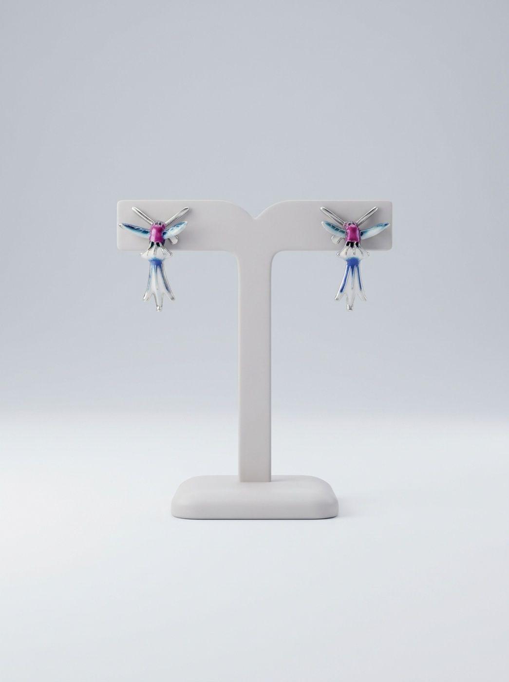 Aros de Plata 925 - Par de Aretes Colibri-0