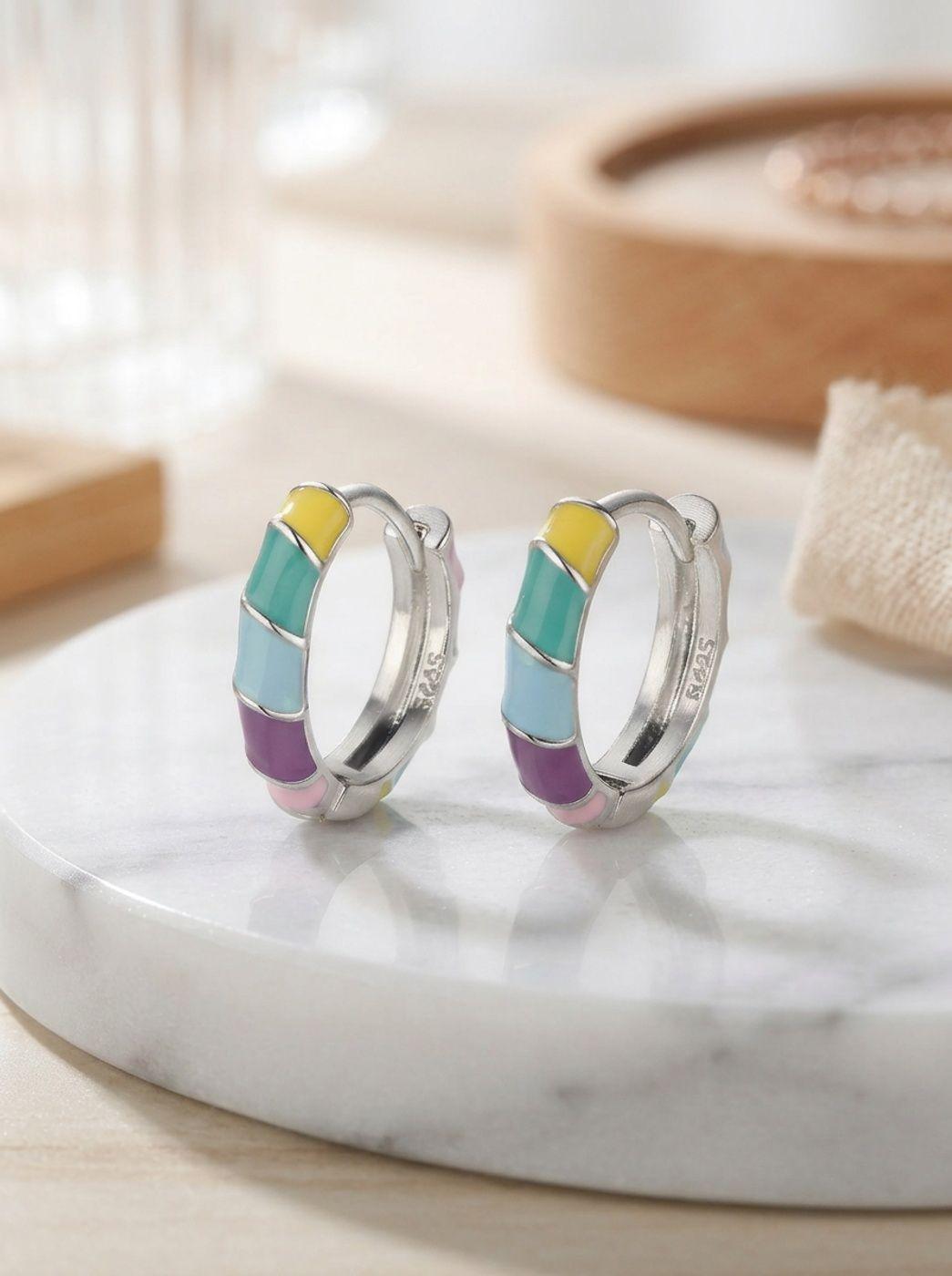 Aros de Plata 925 - Par de Argollas Coloridas-2