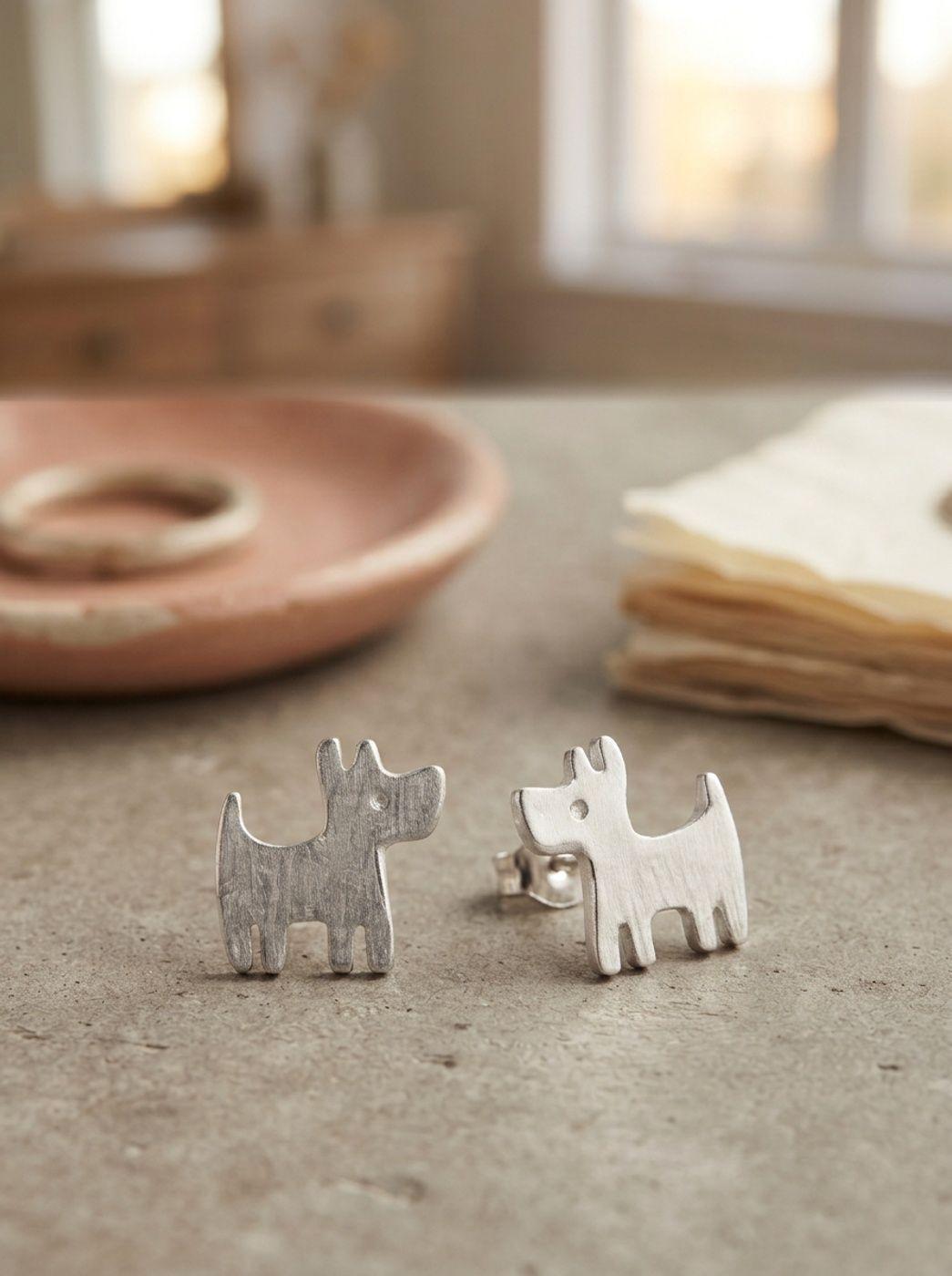 Aros de Plata 925 - Par de Broqueles Perritos-7