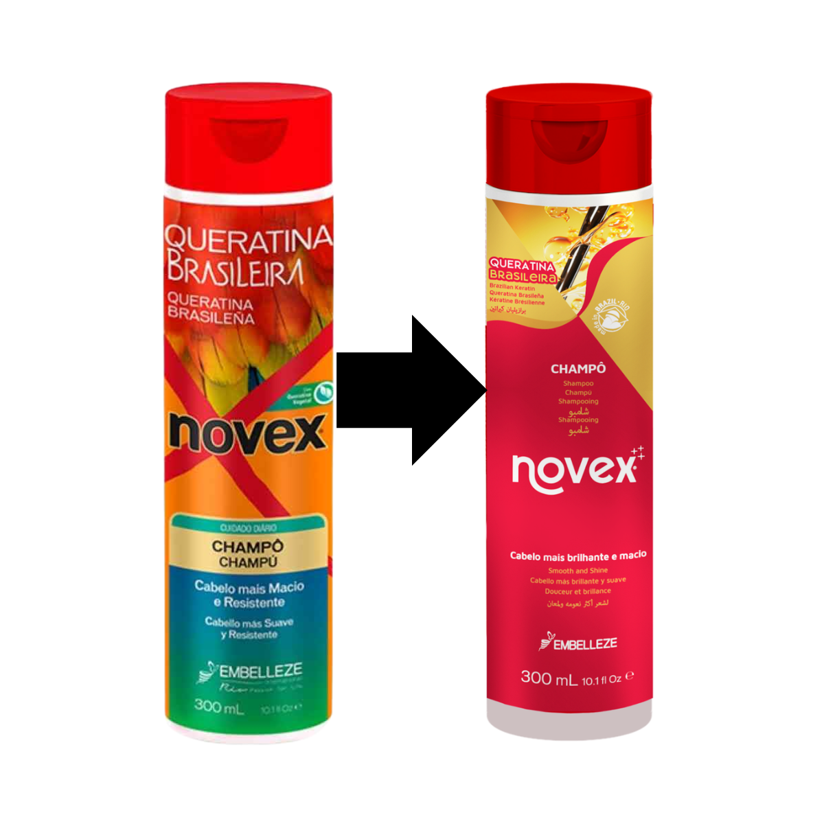 Novex Shampoo Brazilian Keretin Para Cabellos Dañados 300ml-1