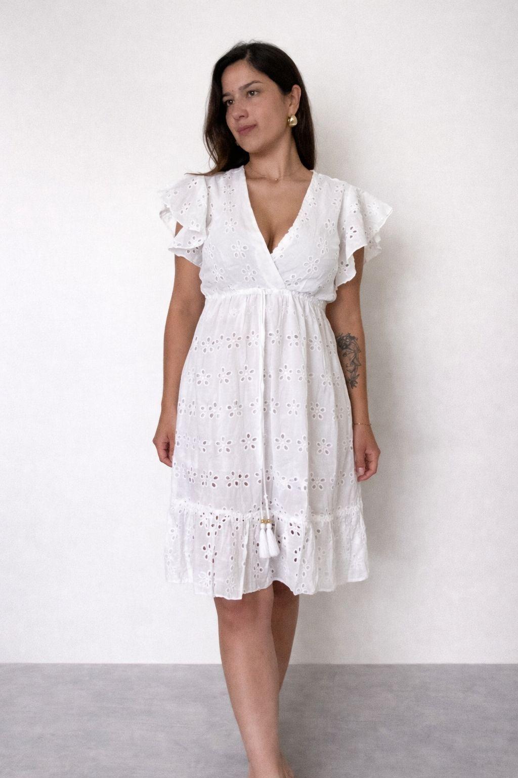 Vestido blanco corto boho broderie-0
