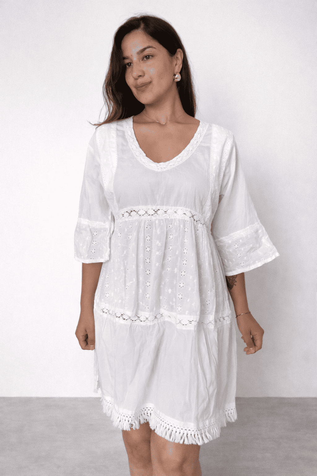 Vestido corto boho blanco-1