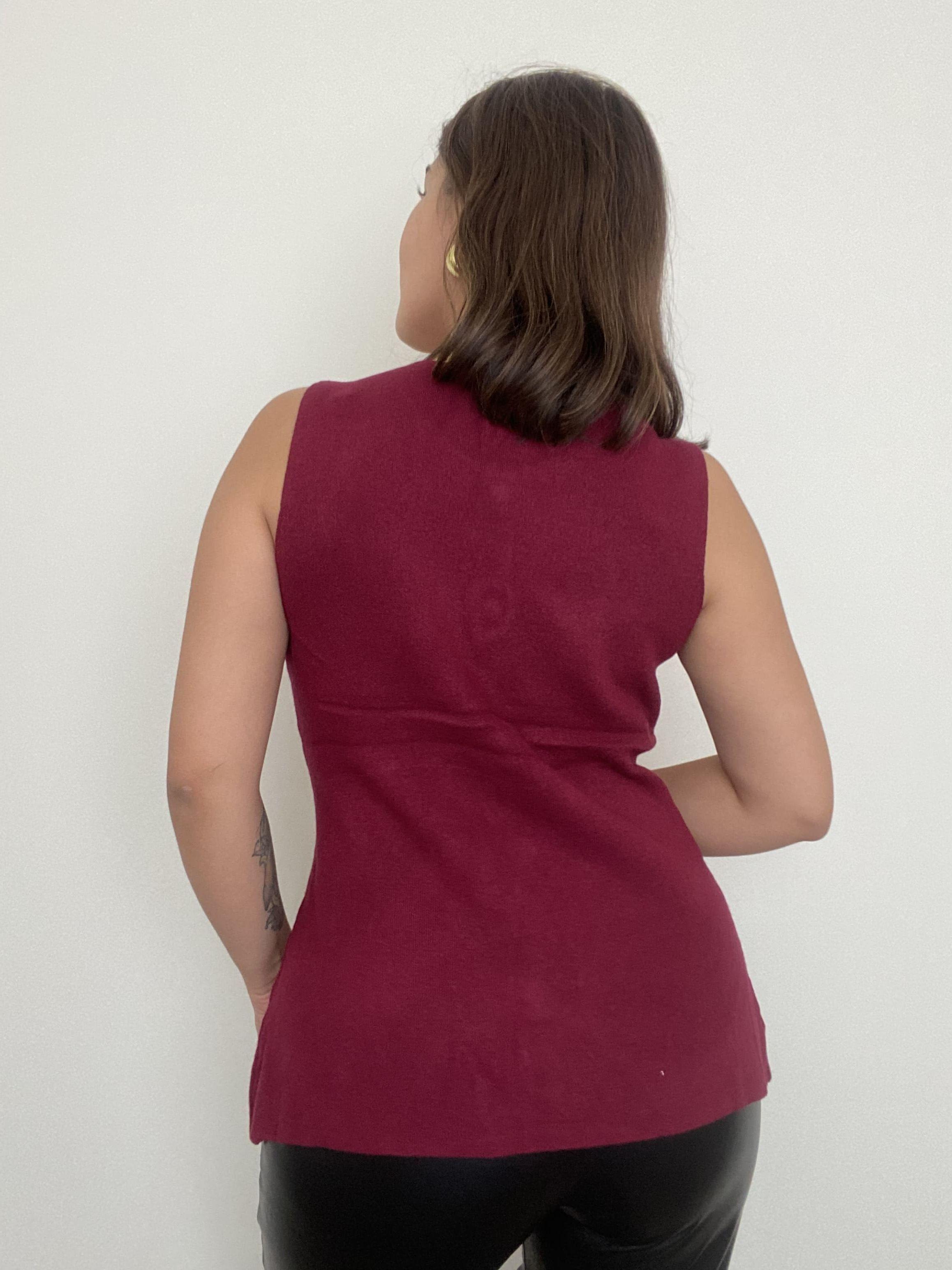 Vest chaleco mujer sin mangas con botones dorados-1