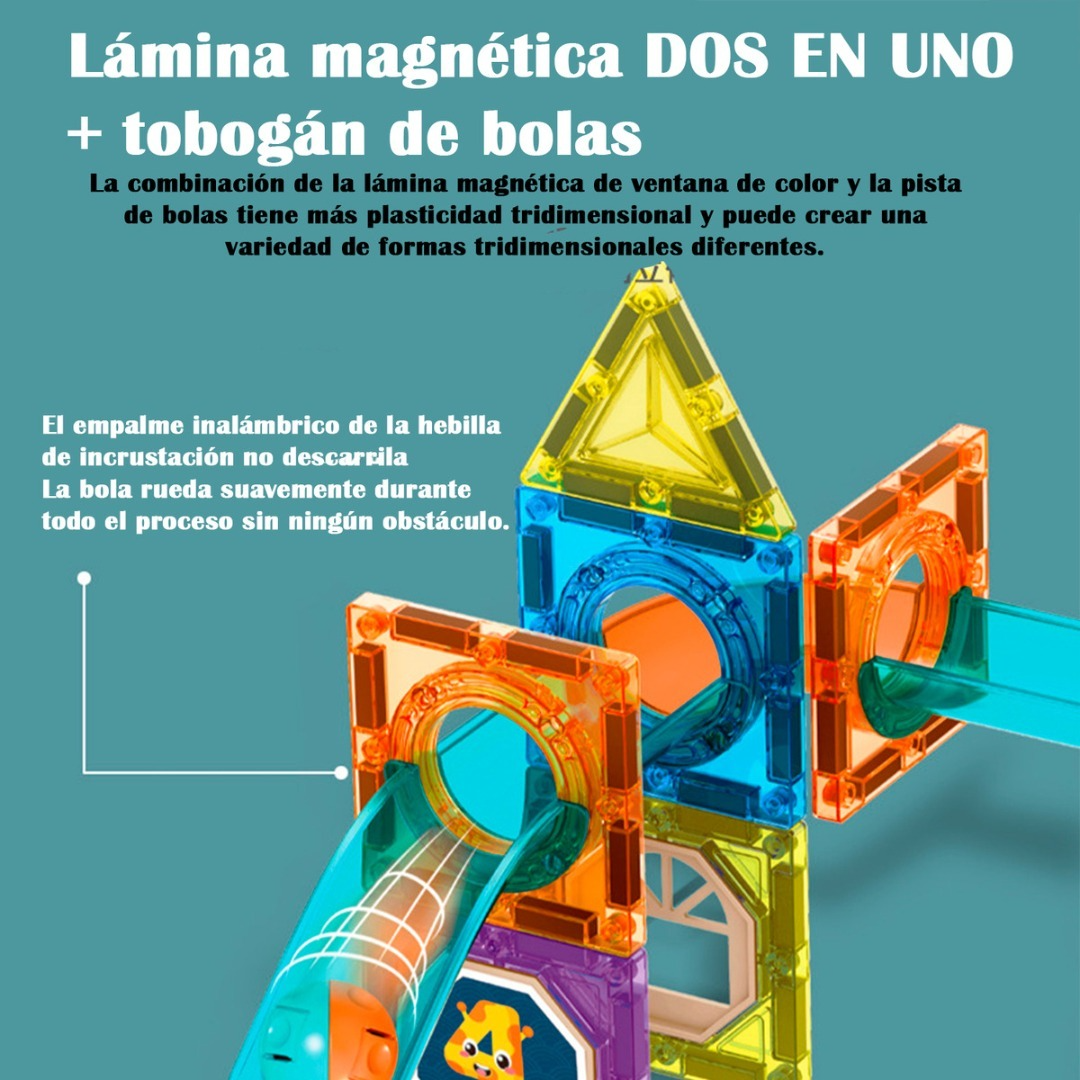 Bloques Magneticos 2 En 1 De Bolas 3d Balde 132pzs Tobogan-7