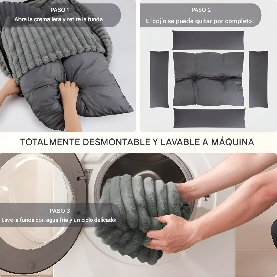 Cama Perro Lavable Antideslizante Y Tela Polar Talla M-5