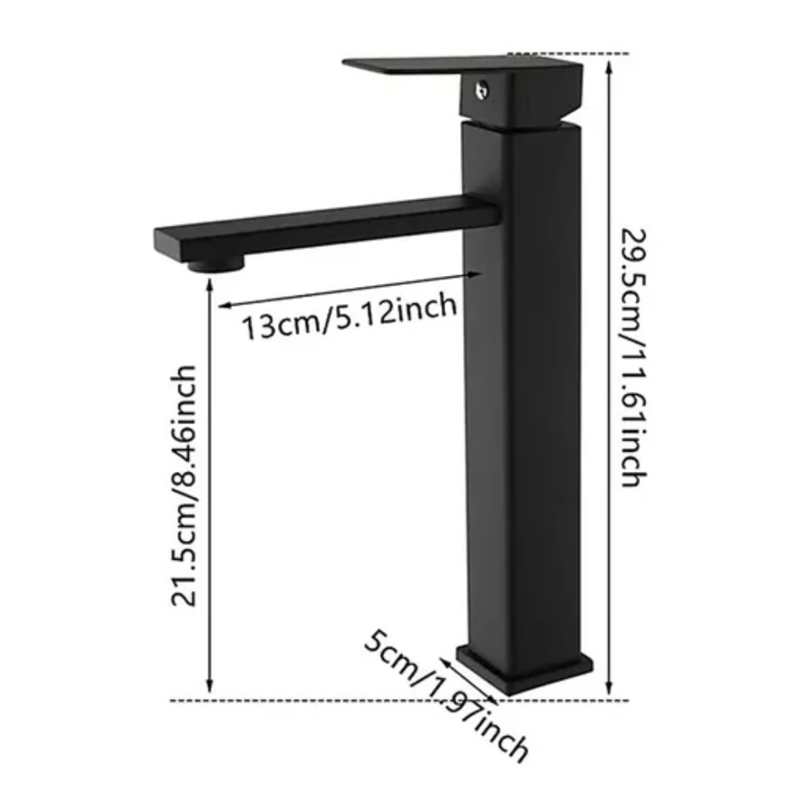 Llave Lavamanos Alta Grifo Monomando Acero Inoxidable Negro-1