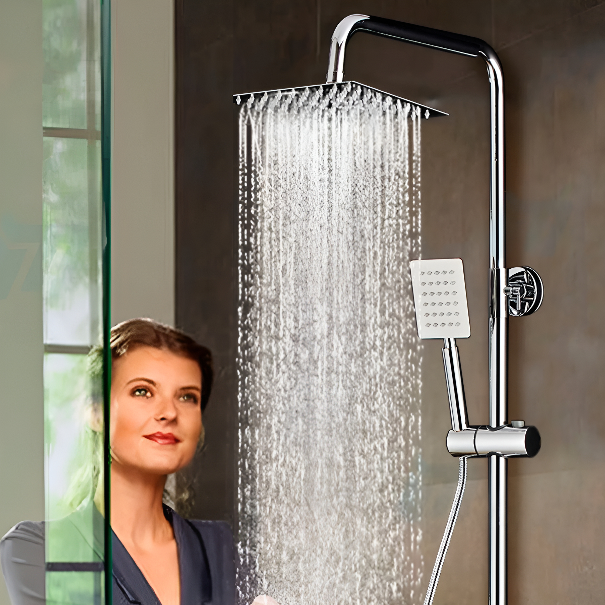 Columna Ducha Rectangular Con Monomando Y Ducha Telefono-7