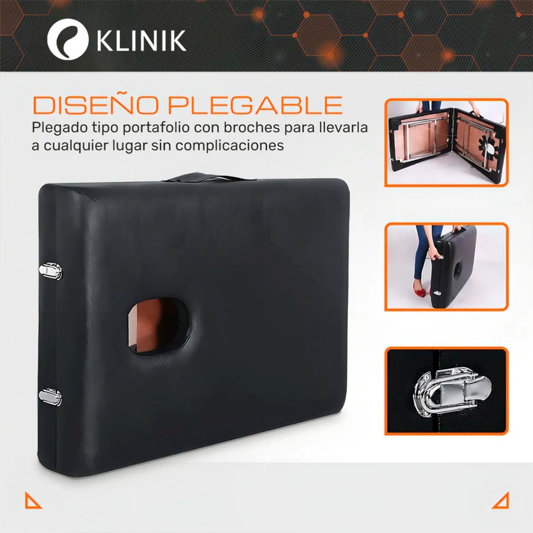 Camilla Cama Masajes 200kg Aluminio Plegable Acolchada Negro-2