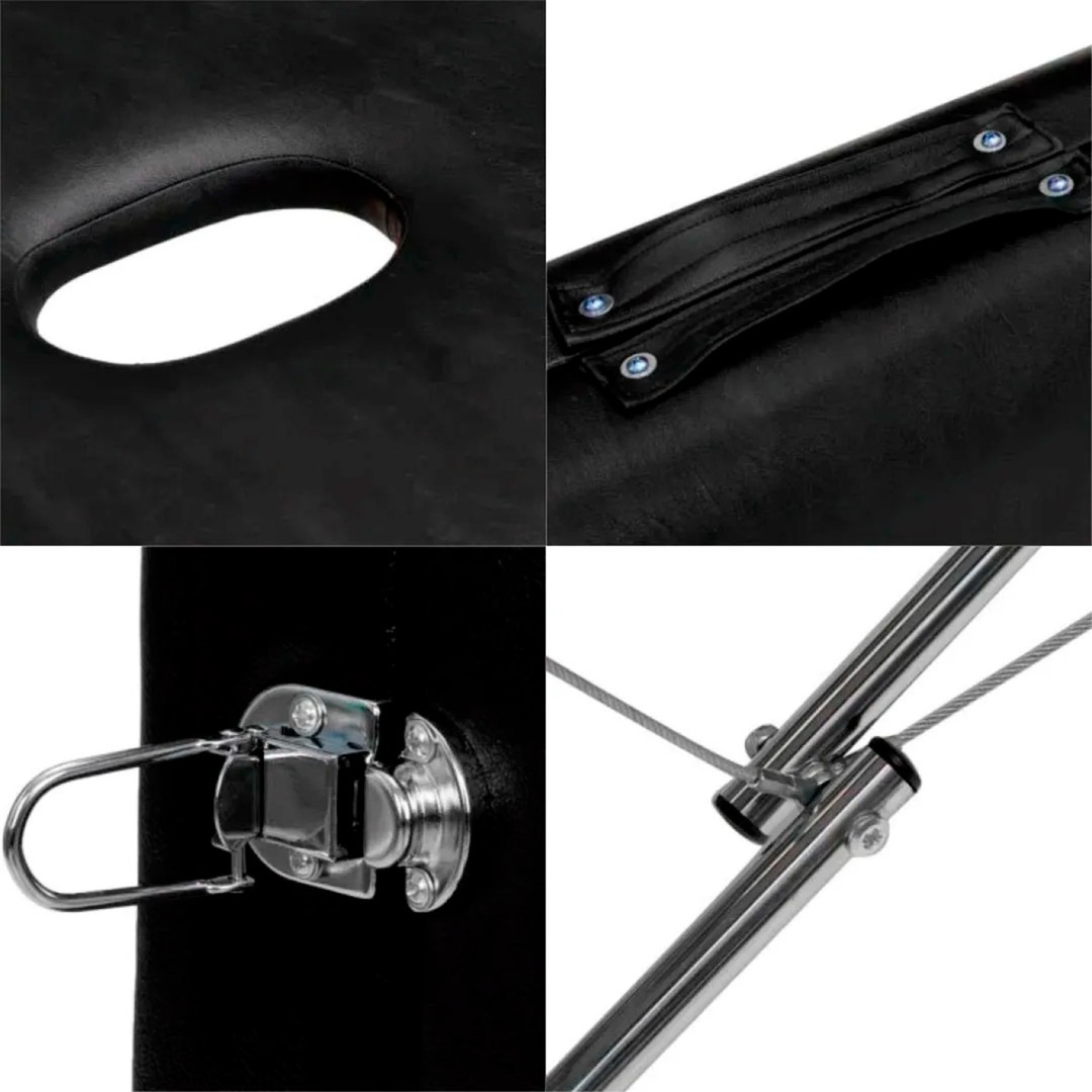 Camilla Cama Masajes 200kg Aluminio Plegable Acolchada Negro-3