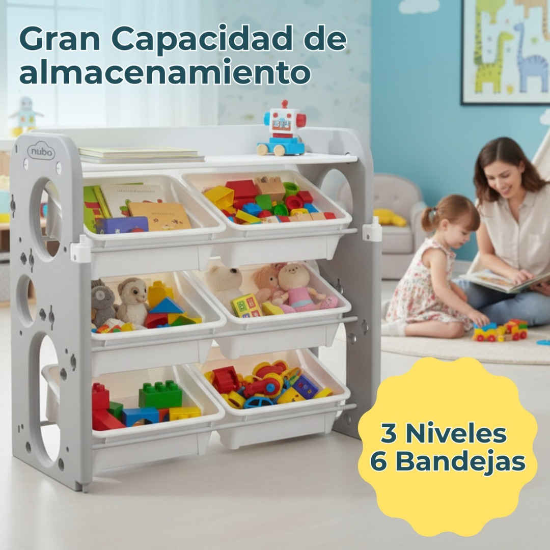 Organizador De Juguetes Pequeño 6 Bandejas Blanco Niños Bebe-2