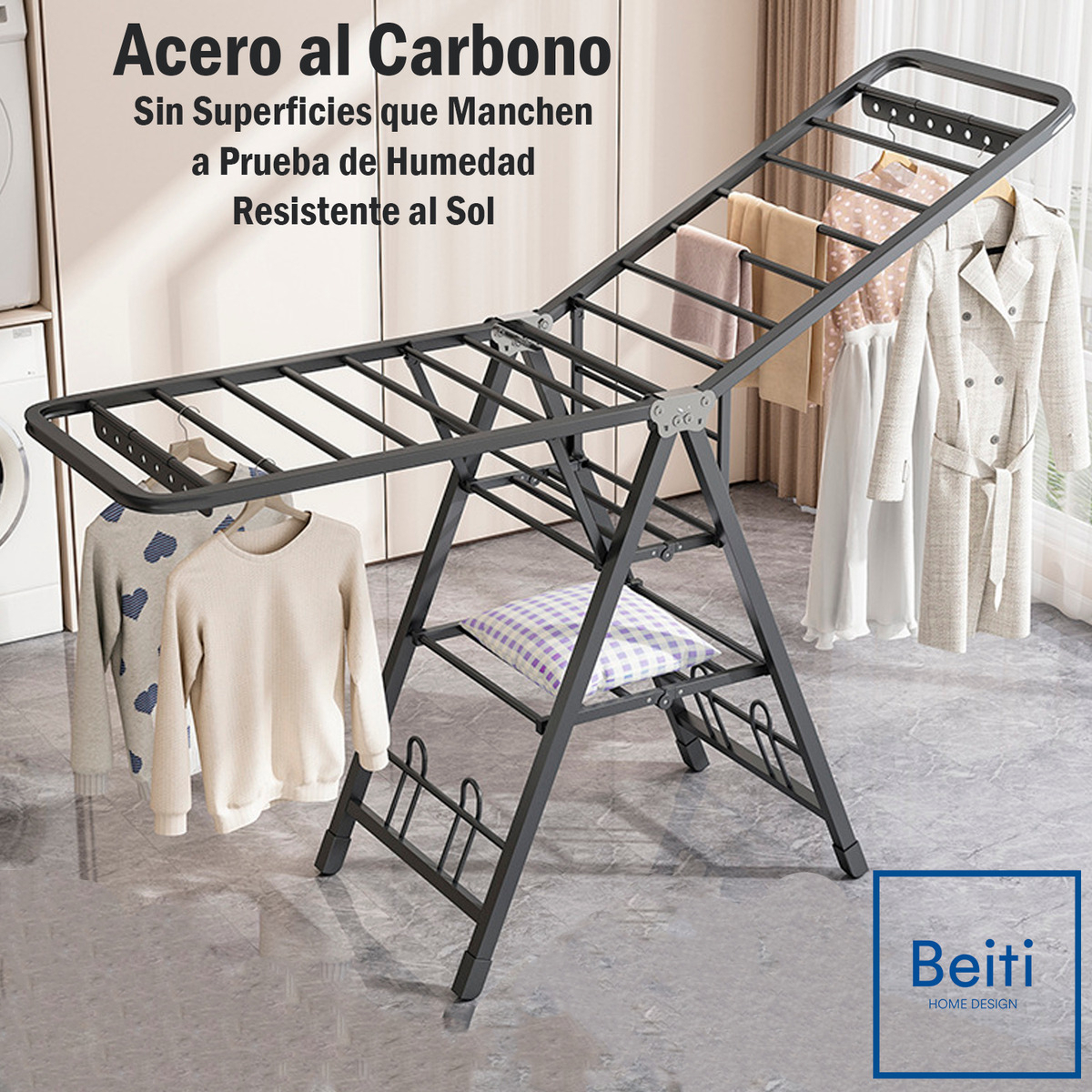 Tendedero Plegable Premium Acero Inox 170cm 50kg-5