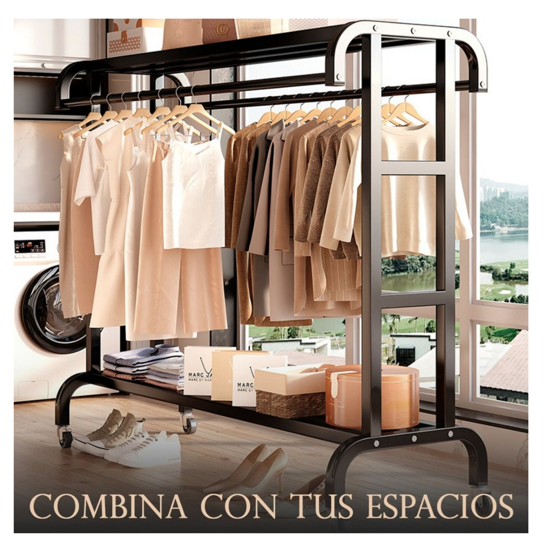 Perchero Organizador Metalico Doble Con Ruedas 120cm Ropa-3