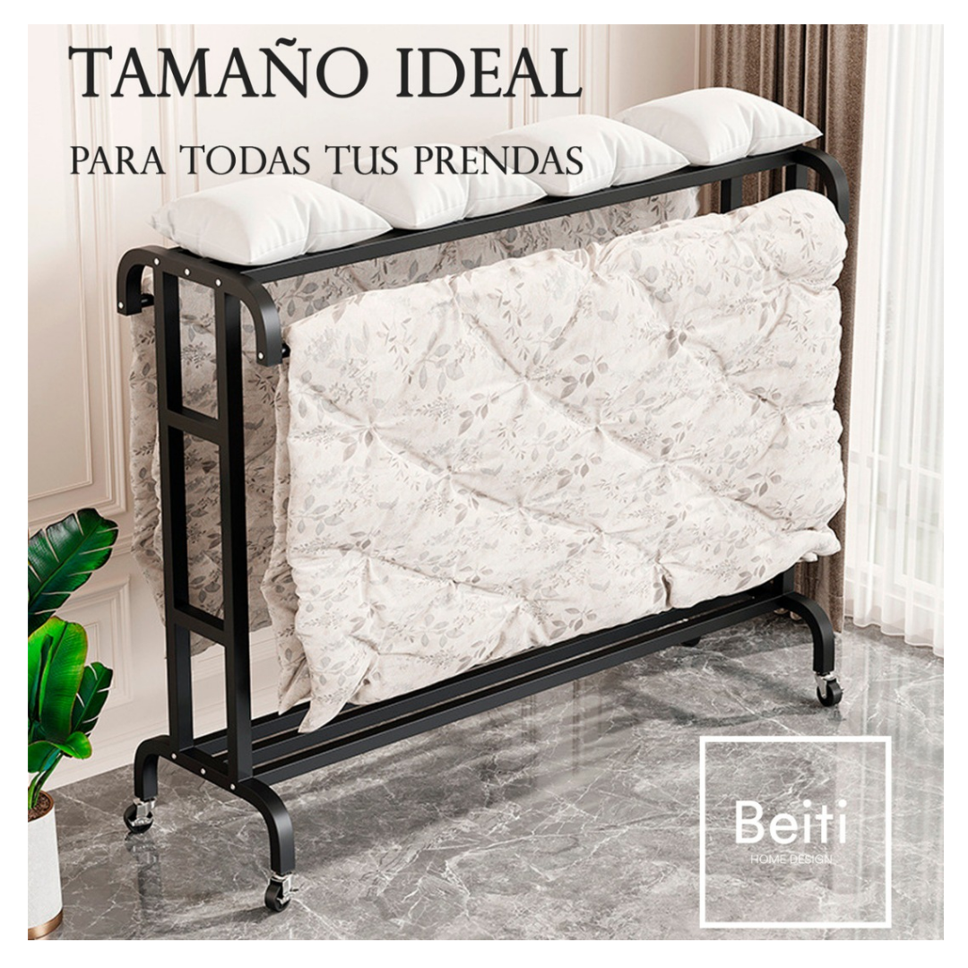Perchero Organizador Metalico Doble Con Ruedas 120cm Ropa-6