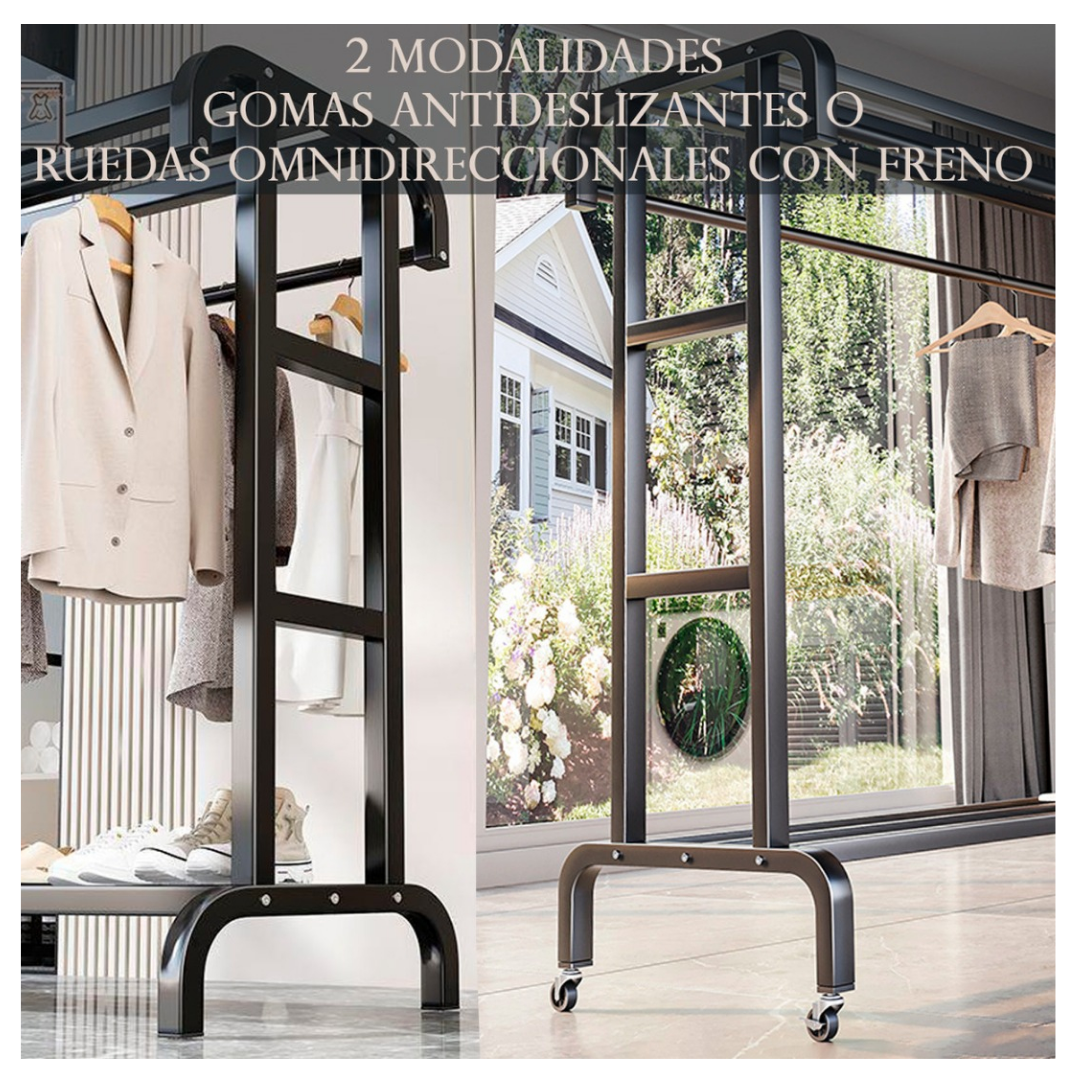 Perchero Organizador Metalico Doble Con Ruedas 120cm Ropa-7