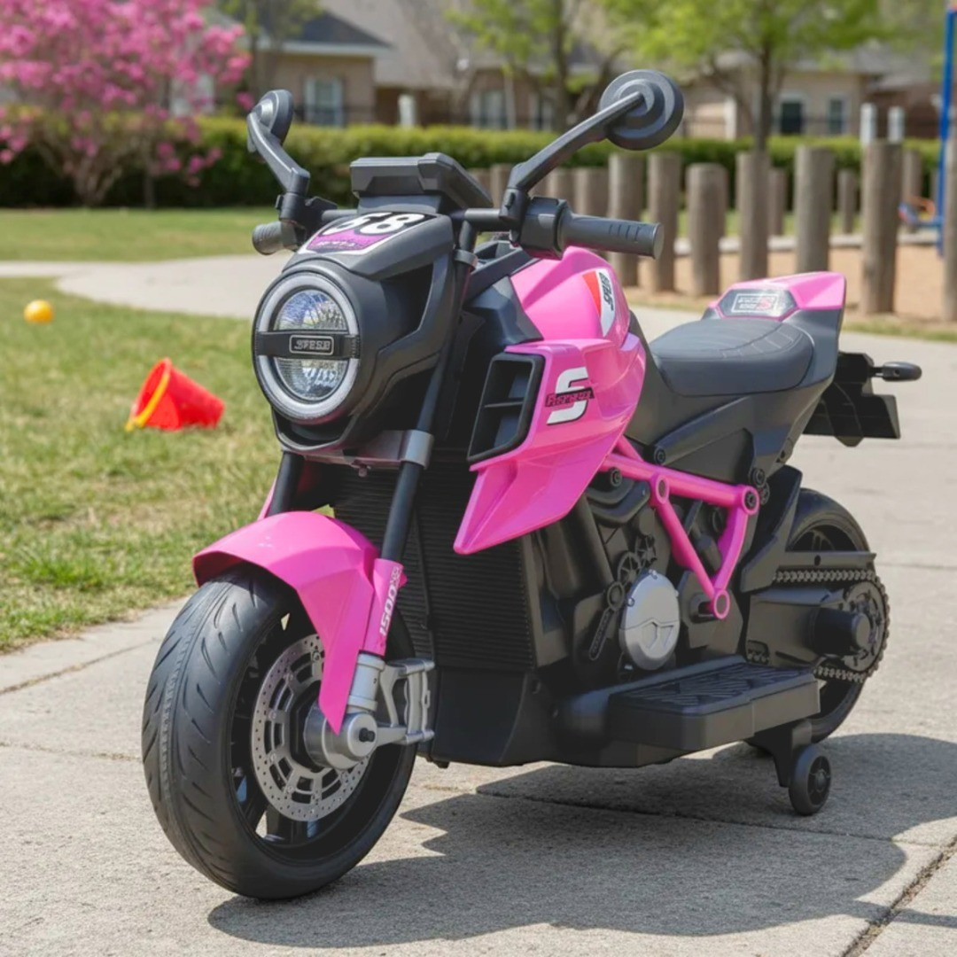 Moto Electrica Montable Niñas Racing Grande 12v Rosa Chicle-7