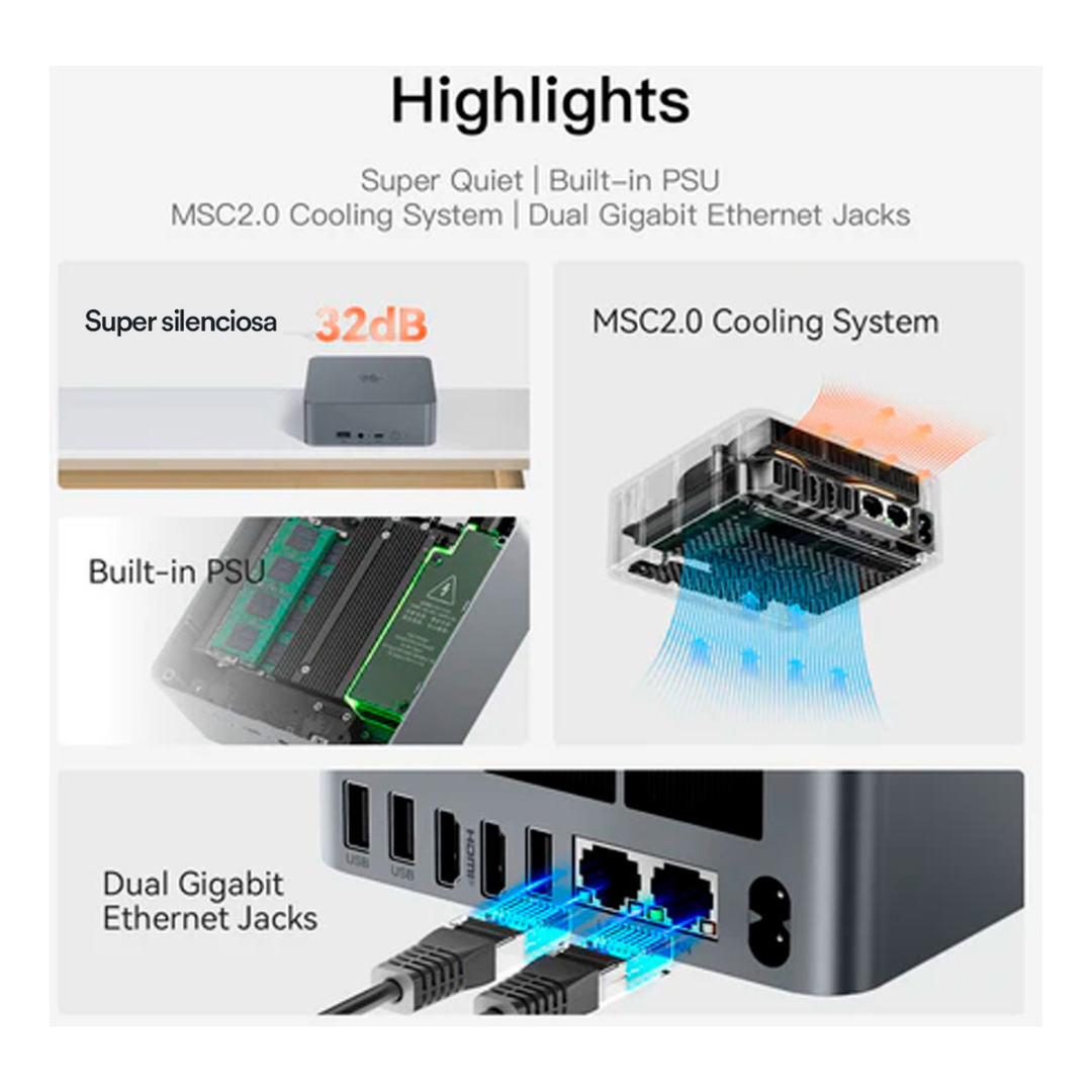 Mini Pc Beelink Eqr5 Amd Ryzen 7 5825u 16gb + 500gb M.2 Rade-5