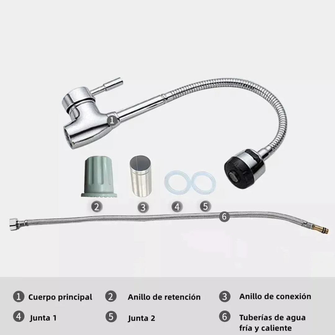 Llave Cocina Monomando Lavaplatos Flexible Brillante-2