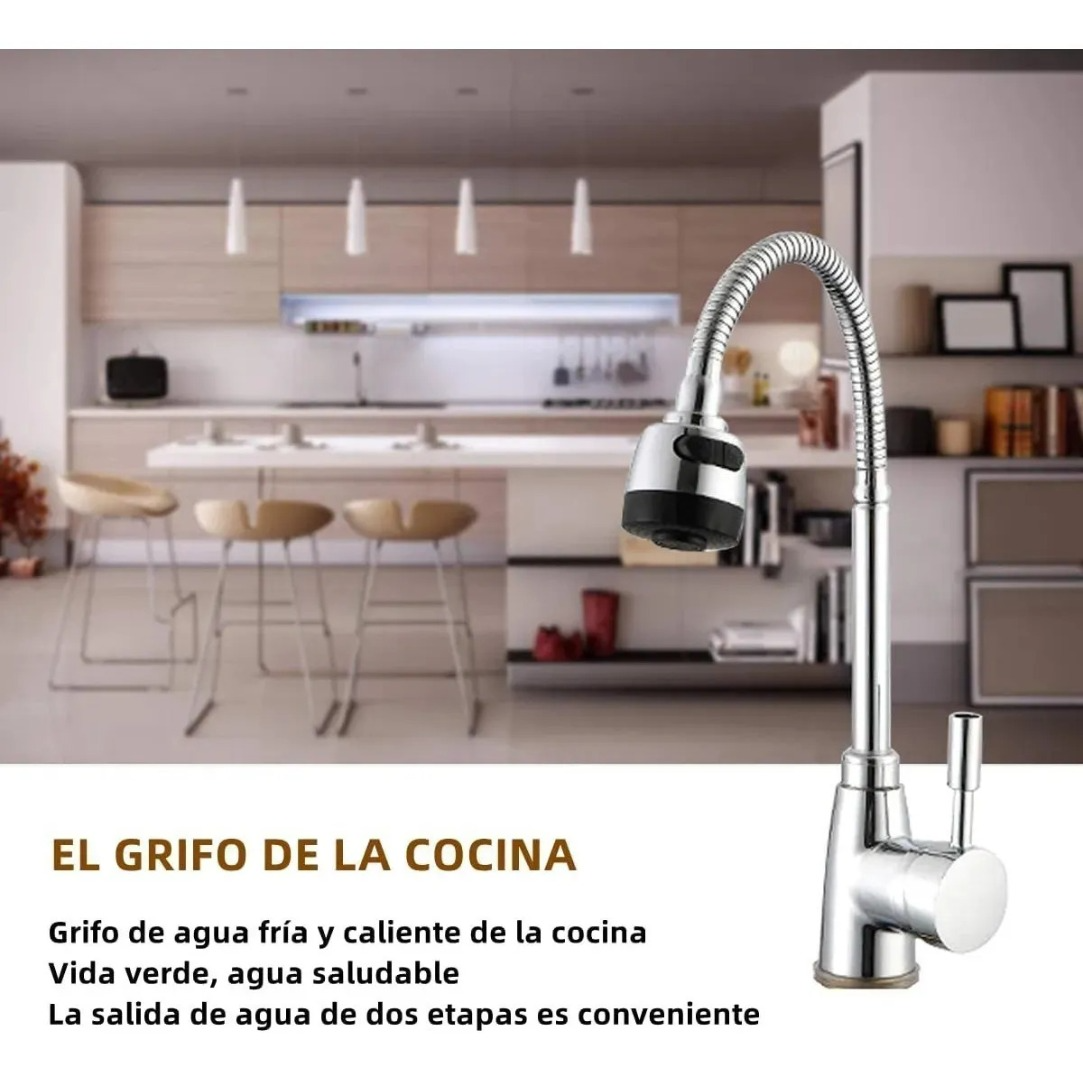 Llave Cocina Monomando Lavaplatos Flexible Brillante-4