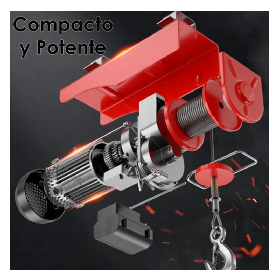 Tecle Eléctrico Inalámbrico 1200kg 12mtrs Cable Acero 1850w-5