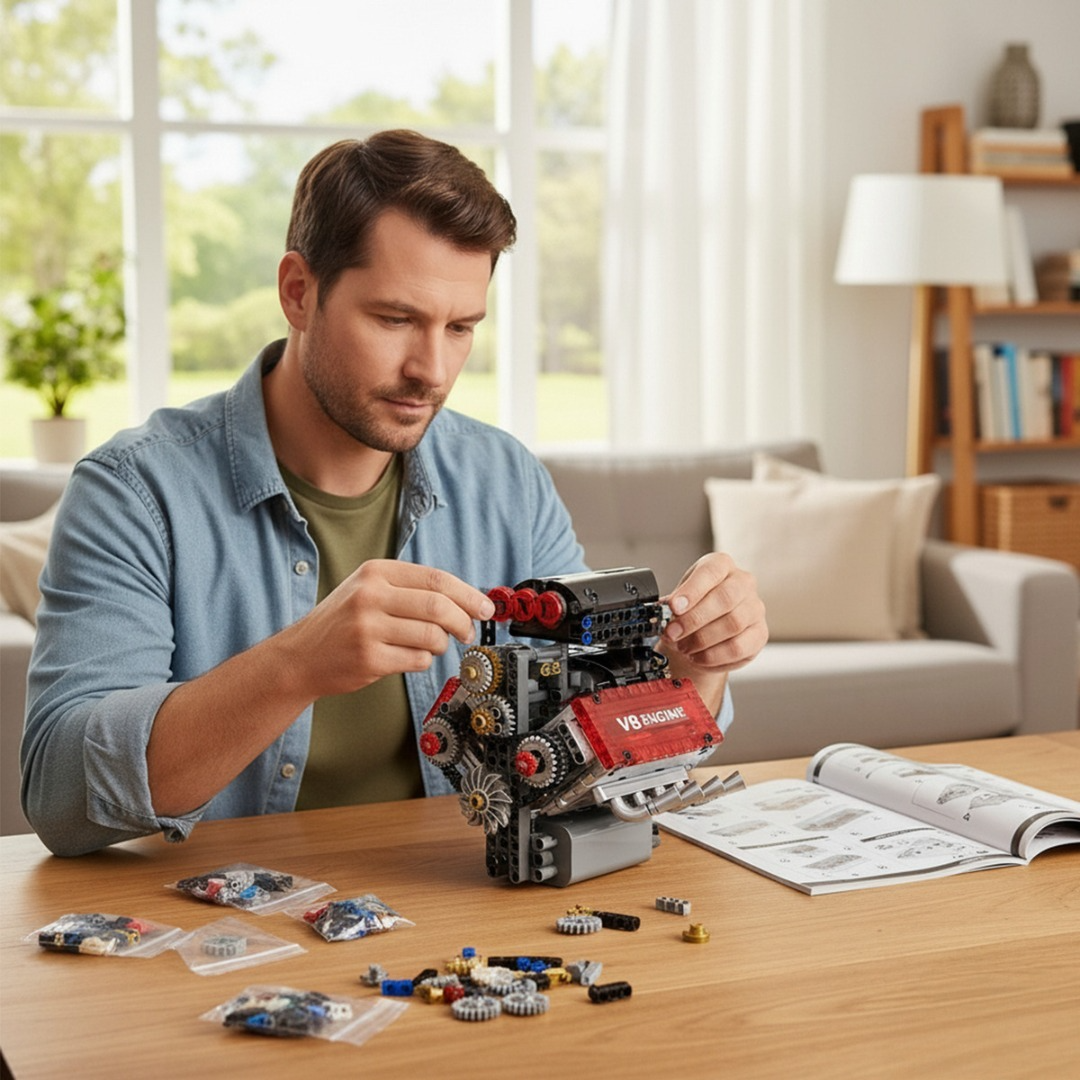 Motor V8 Armable Escala Construcción 478pcs A Pila Didactico-4