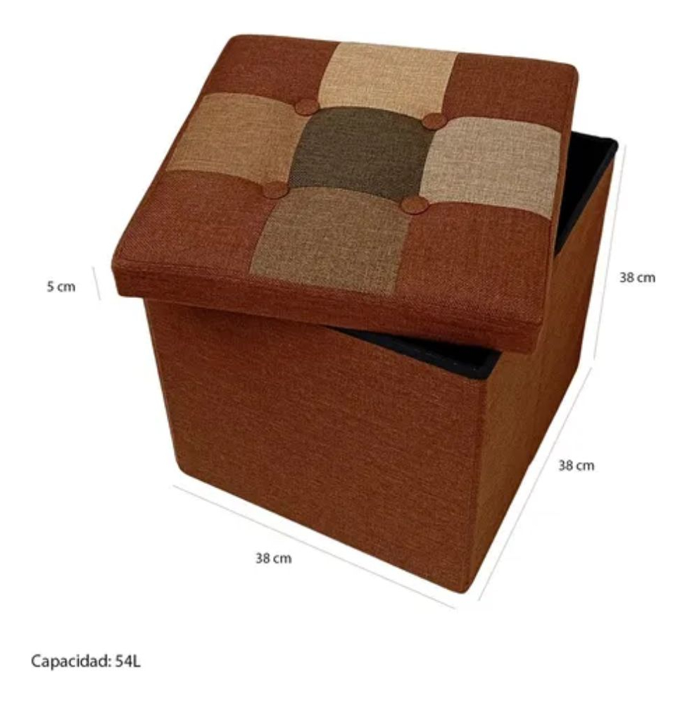 Puff Baúl Plegable Organizador38x38 Tela Mix Colores-1