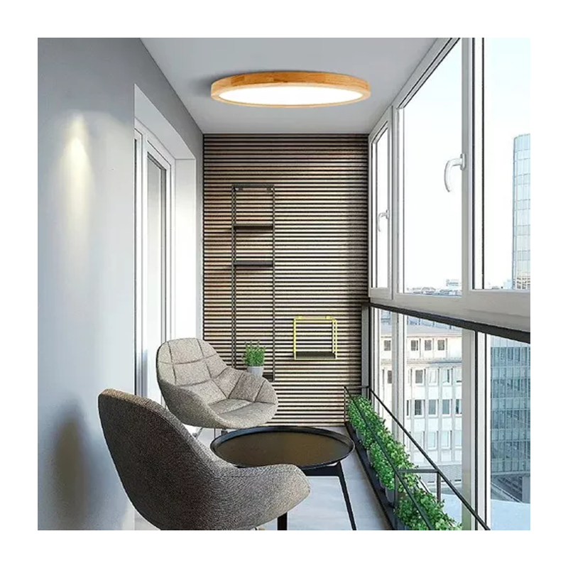 Foco Plafon Led Redondo Sobrepuesto 36w Luz Fria Madera-2