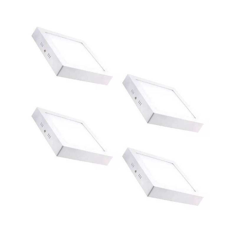 Pack 4 Foco Sobrepuesto Cuadrado 18w Luz Blanca fria Panel Led Plafon-0