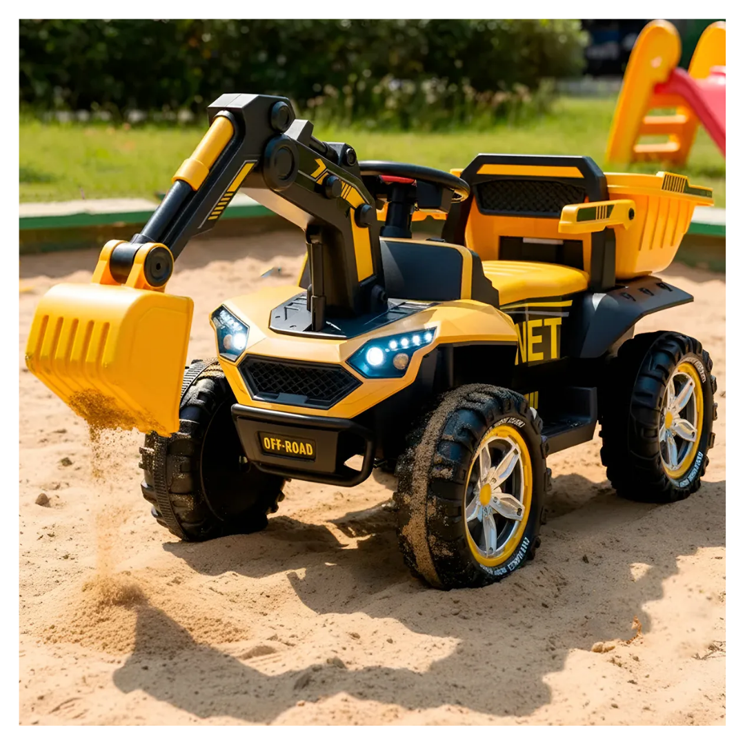 Auto Electrico Niños Retroexcavadora Bateria Alta Duracion Amarillo Agregar a favoritos-0