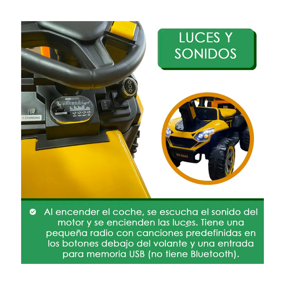 Auto Electrico Niños Retroexcavadora Bateria Alta Duracion Amarillo Agregar a favoritos-5
