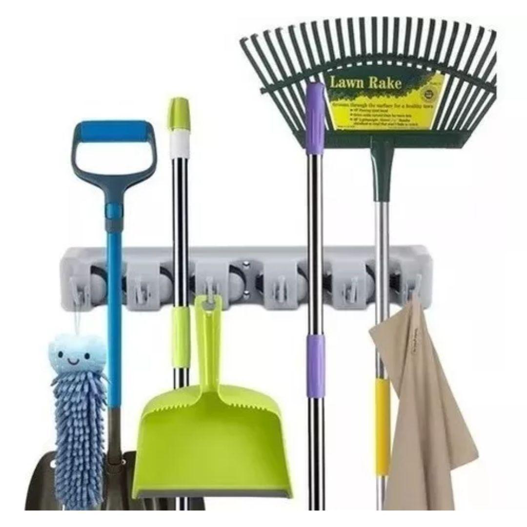 Organizador De Escobas Y Mopas De 5 Puertos Con 6 Ganchos cocina-1