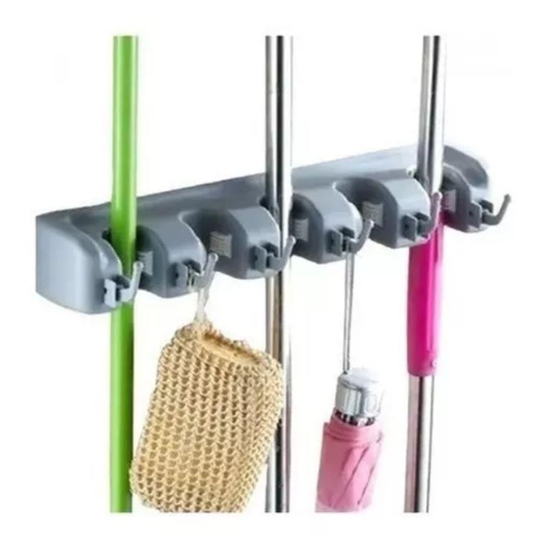Organizador De Escobas Y Mopas De 5 Puertos Con 6 Ganchos cocina-2