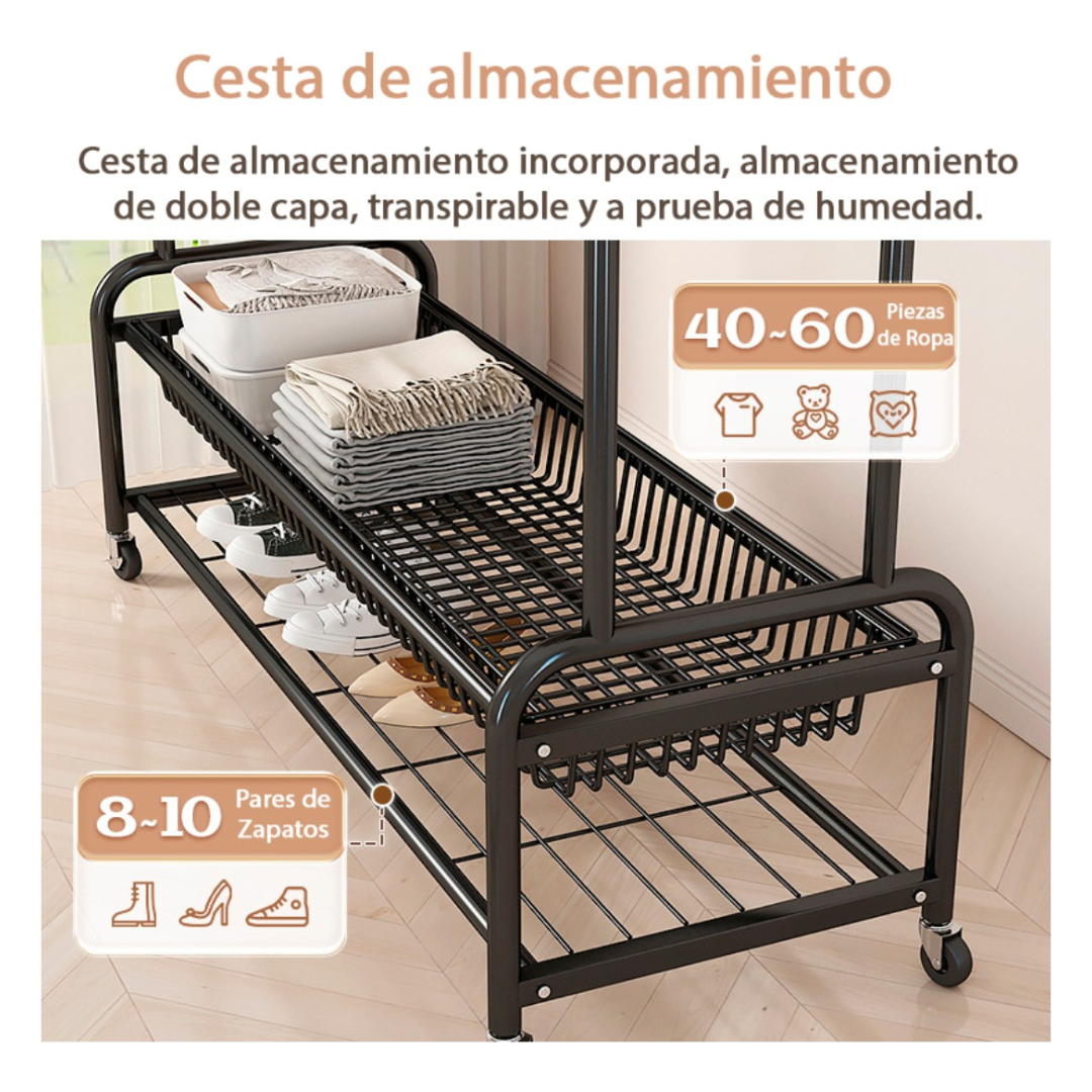 Perchero Organizador Colgante De Ropa Doble Con Ruedas 120cm-2